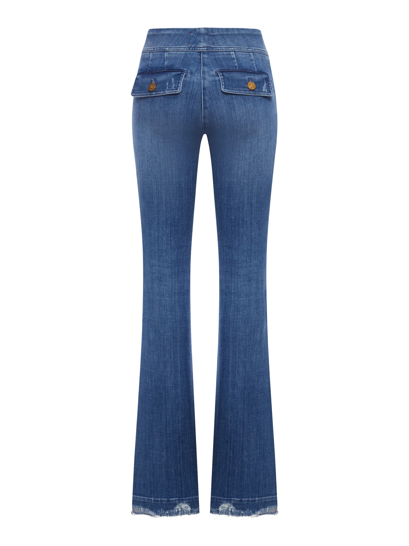 ANAIS FLARE JEANS WITH GOLD BUTTONS AND FRINGED HEM - Image 2