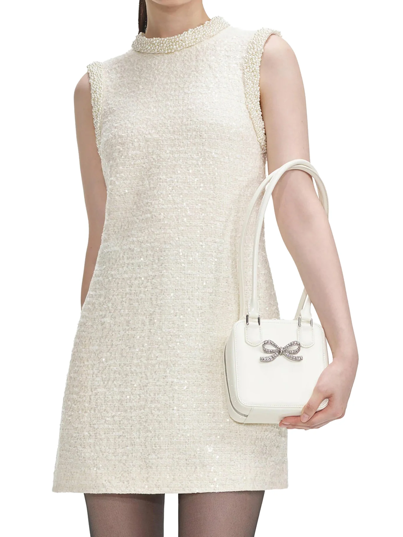 BOUCLE MINI DRESS WITH BEADS - Image 4