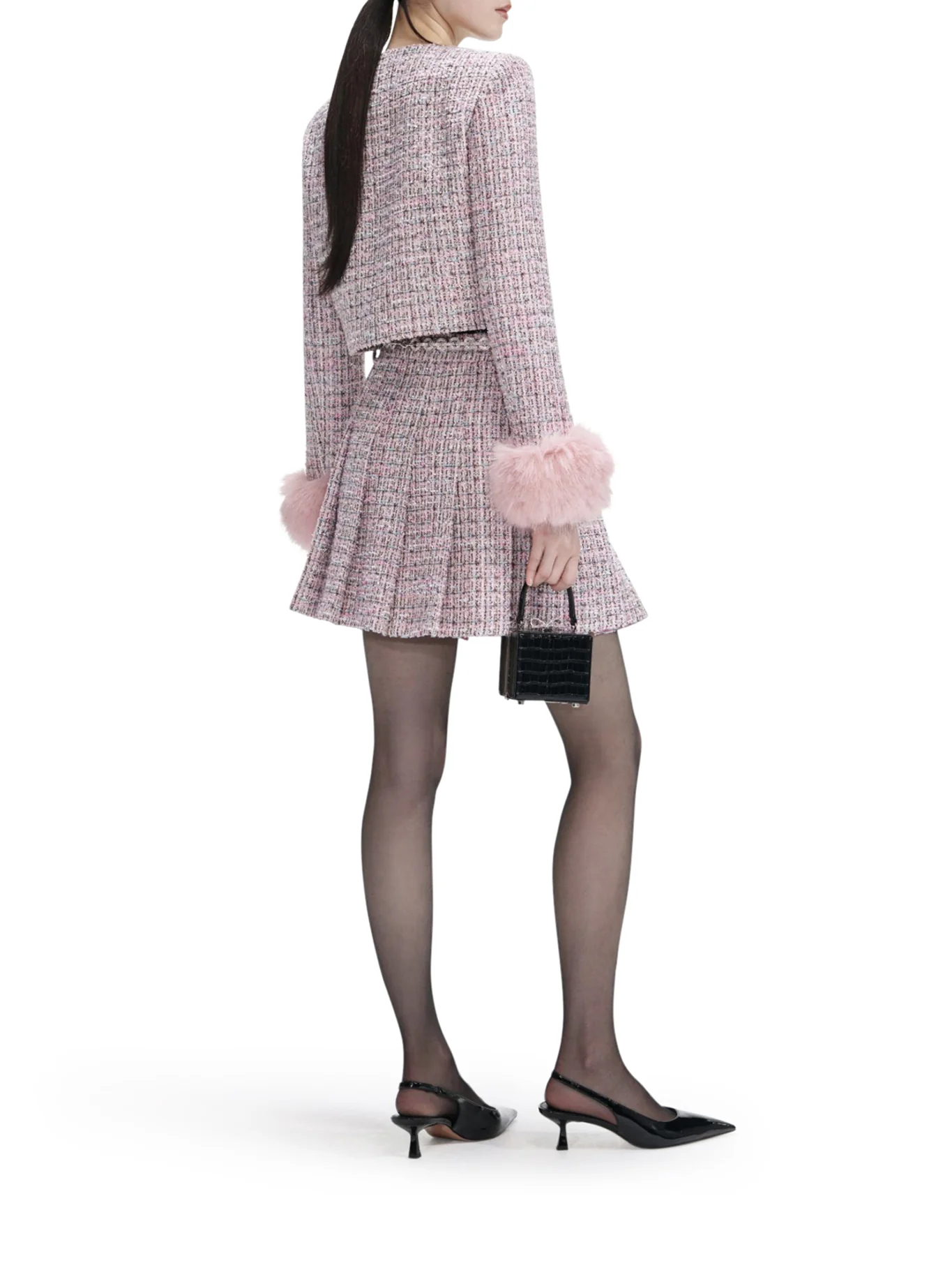 BOUCLE MINI SKIRT WITH CRYSTAL BELT - Image 3