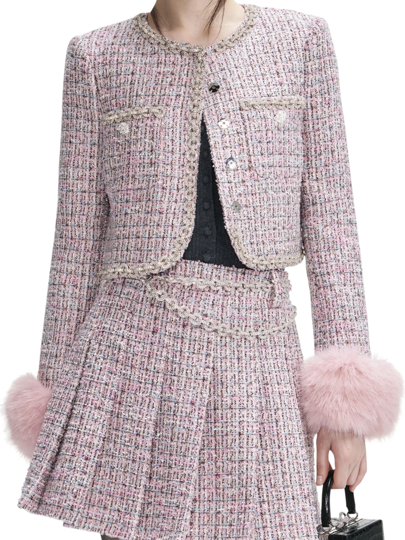 BOUCLE MINI SKIRT WITH CRYSTAL BELT - Image 4