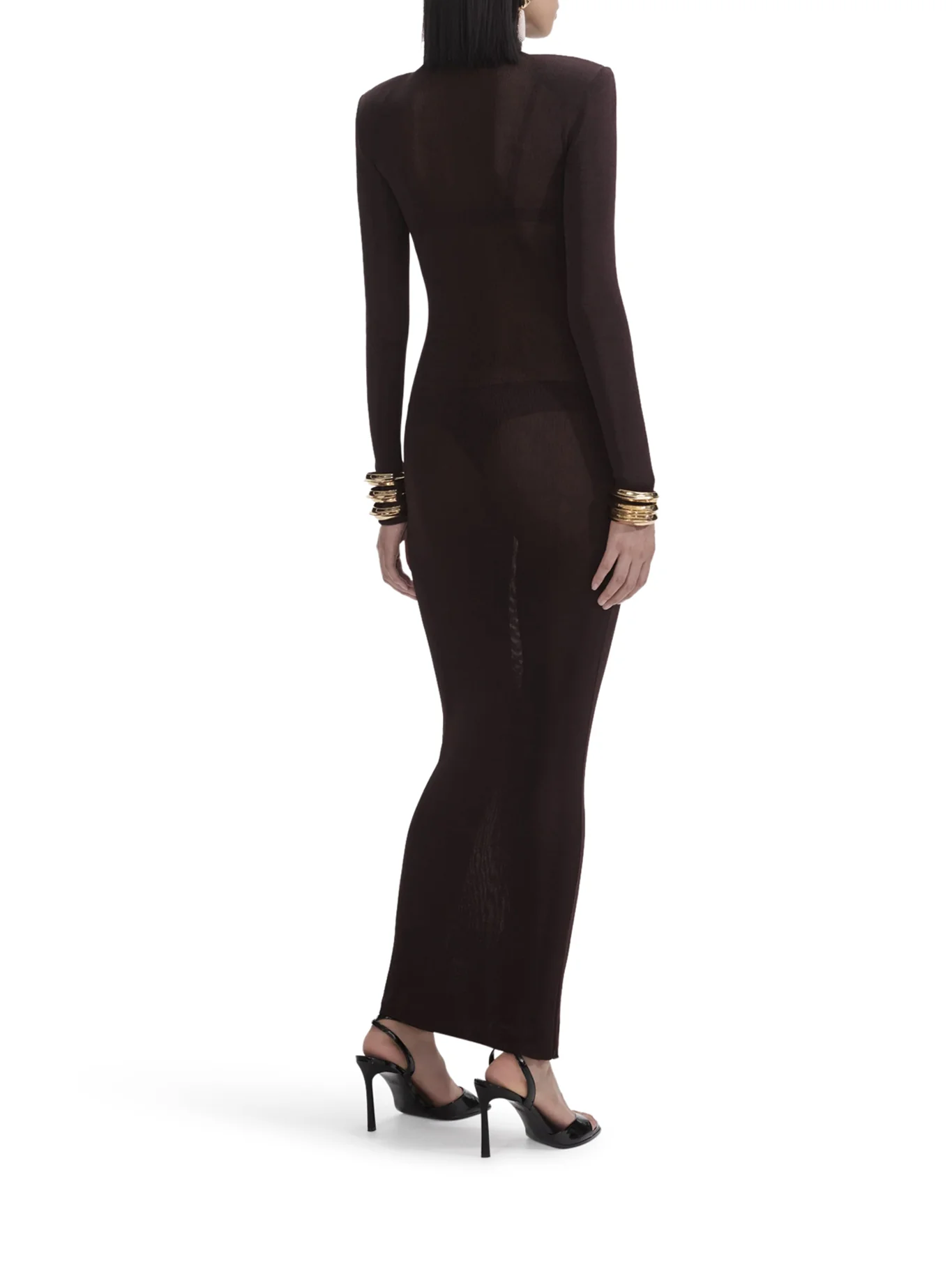 BROWN VISCOSE KNIT MAXI DRESS - Image 4