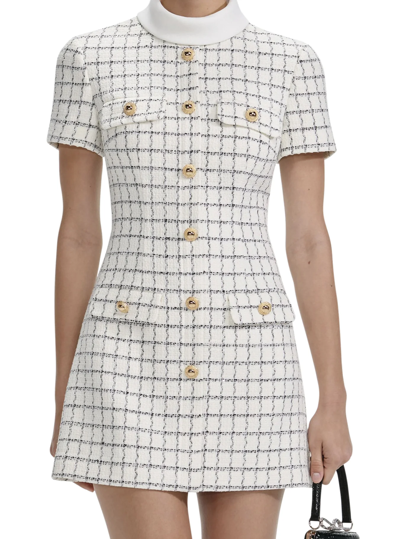 CHECKED BOUCLE MINI DRESS - Image 3