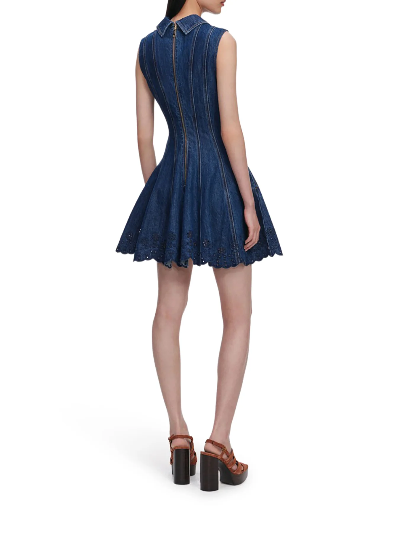 DENIM BRODERIE MINI DRESS - Image 3