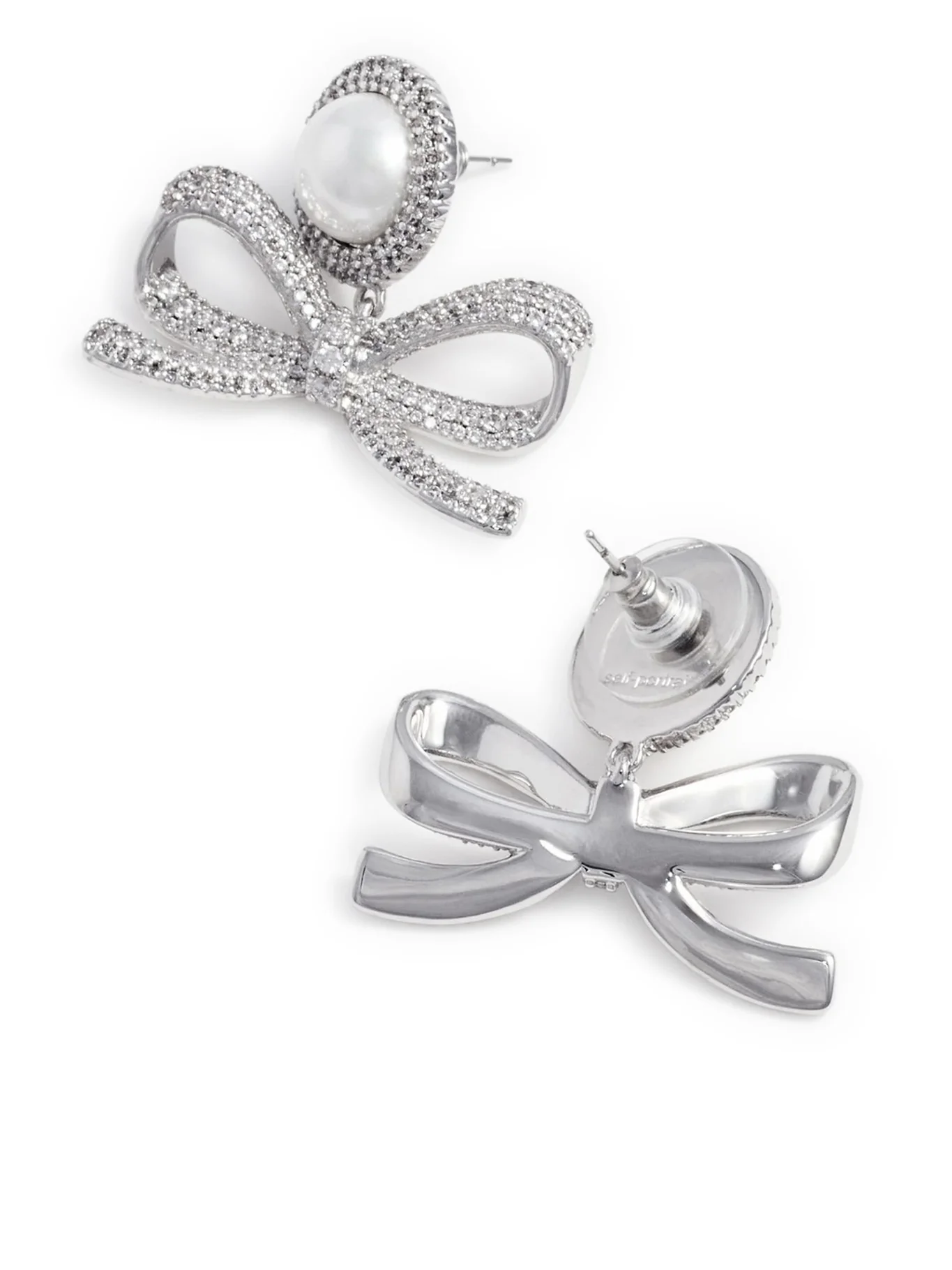 PEARL BOW DANGLE EARRINGS - Image 2