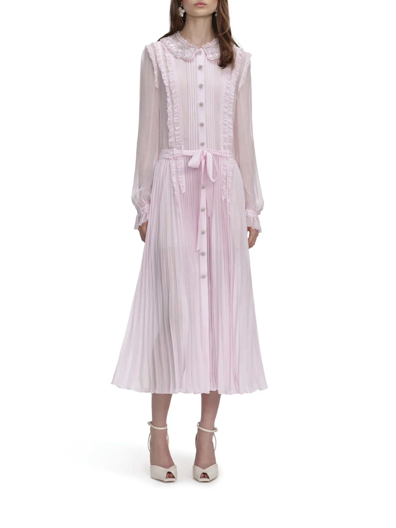 PLEATED GEORGETTE MIDI DRESS - Image 2