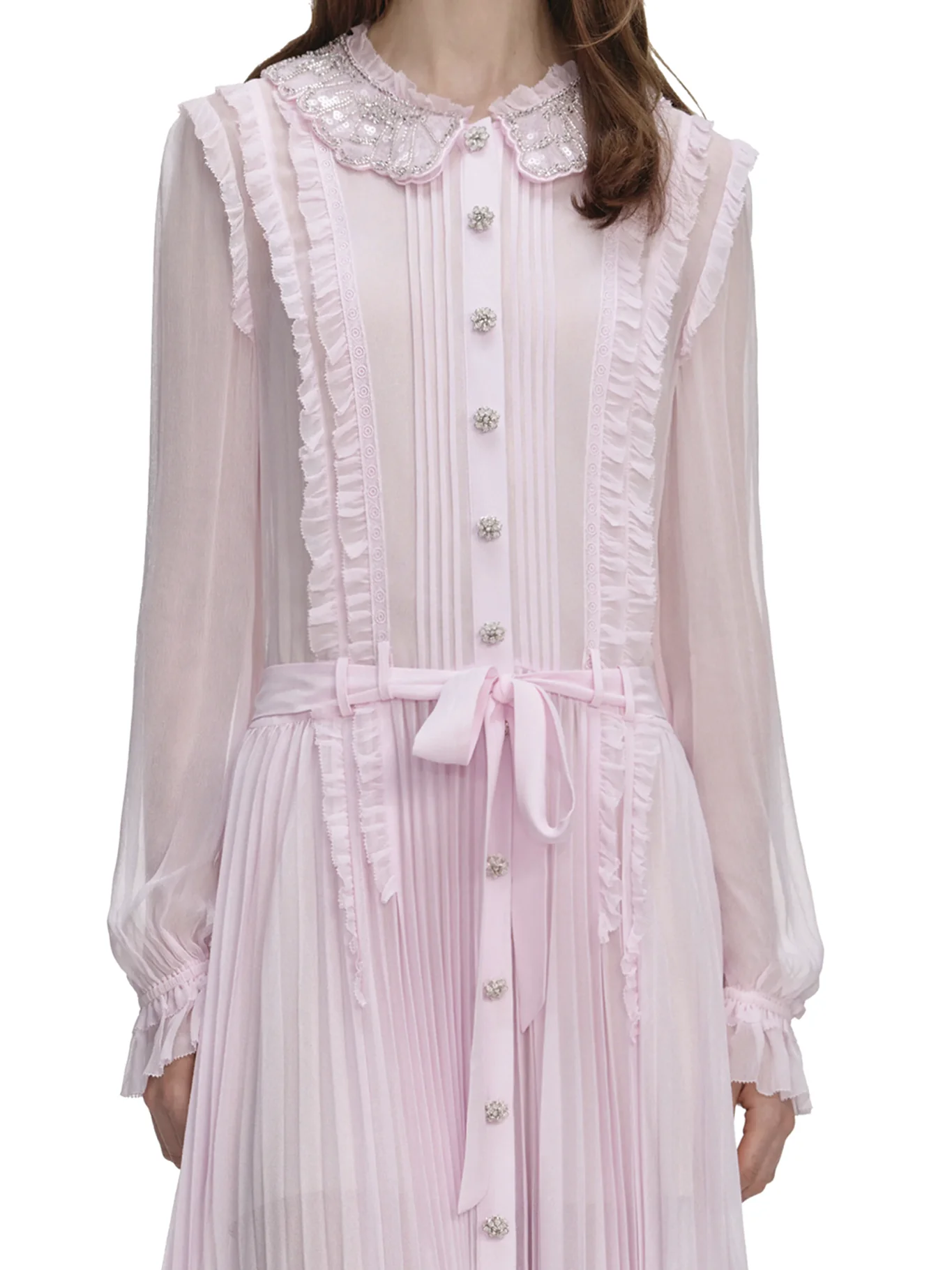 PLEATED GEORGETTE MIDI DRESS - Image 4