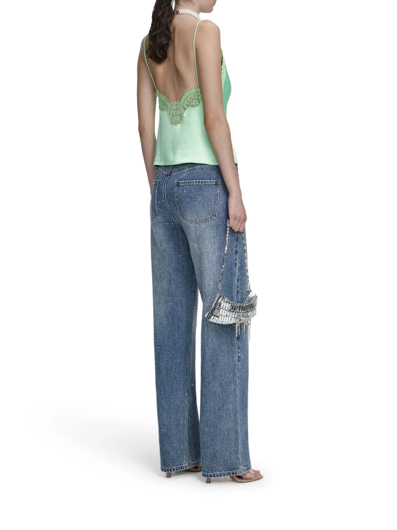 STRAIGHT LEG DENIM JEANS WITH RHINESTONE - Image 3