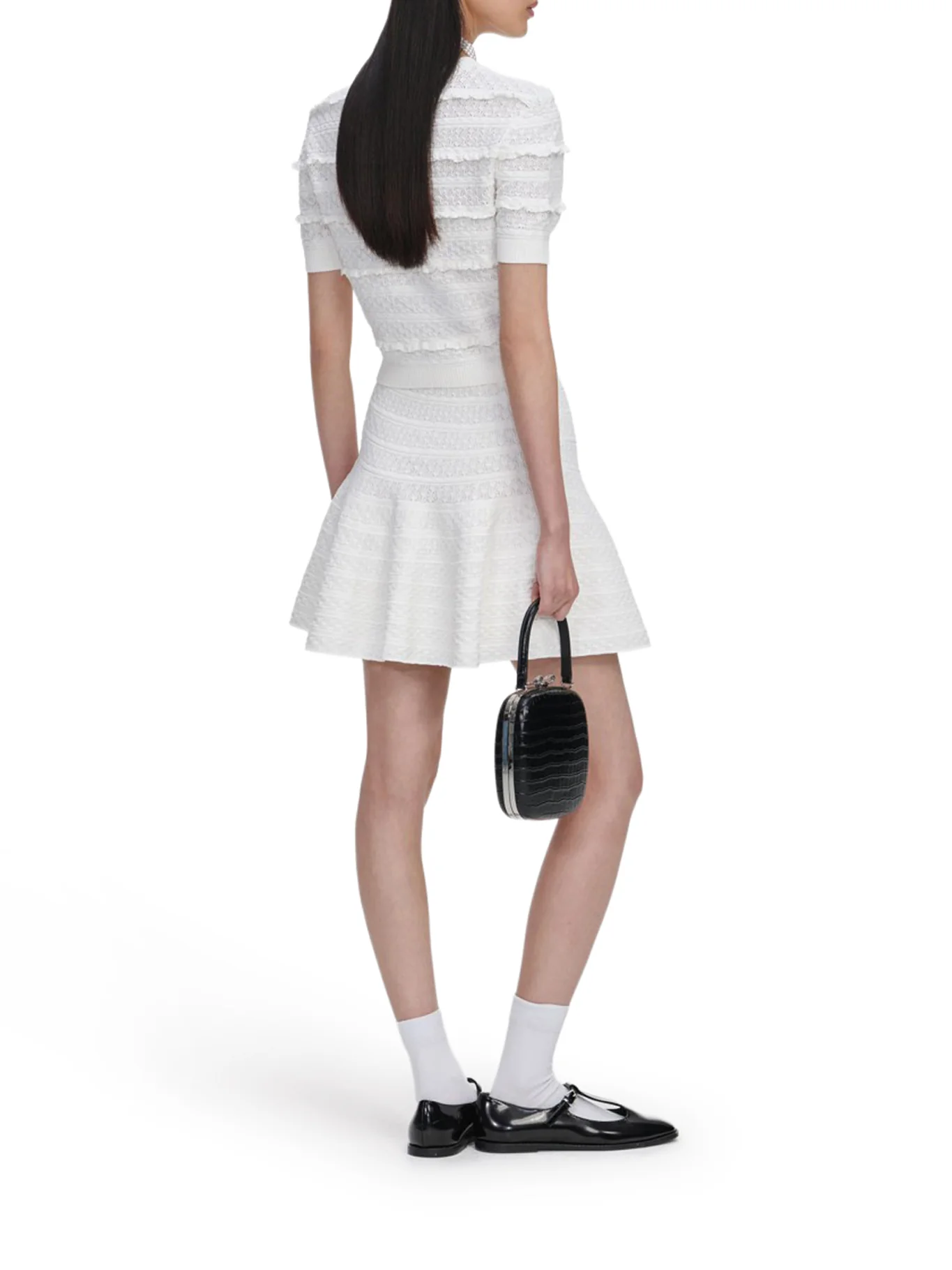 WHITE POINTELLE KNIT TOP - Image 3