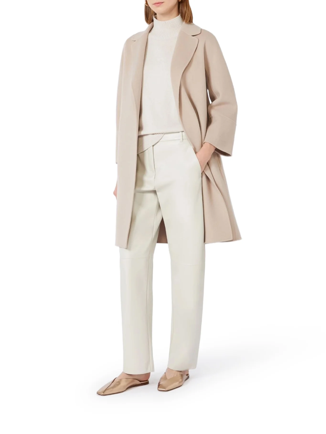 ARONA SHORT COAT IN BEIGE ROSE WOOL - Image 4