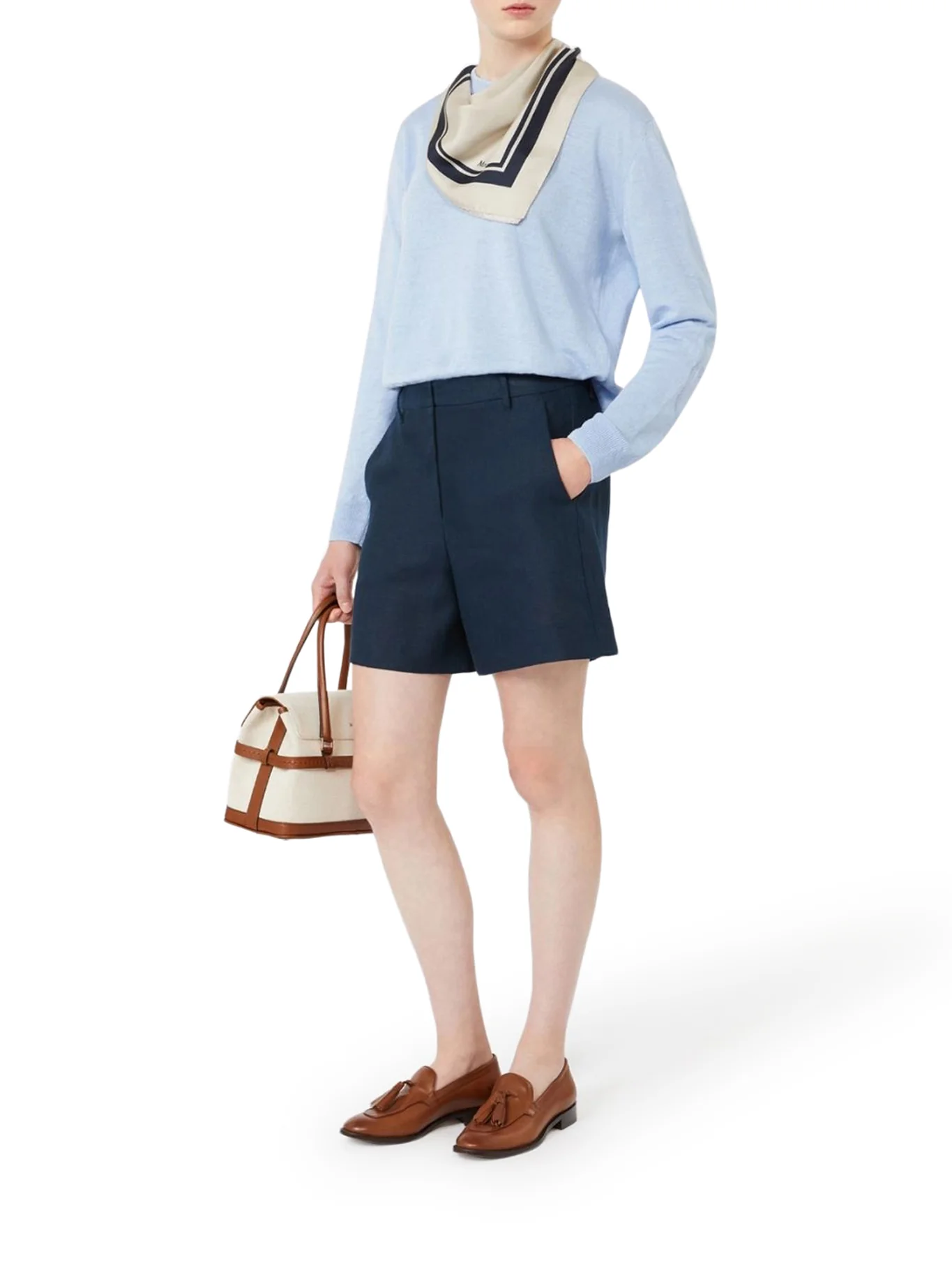 CREW NECK SWEATER IN LINEN YARN - Image 2