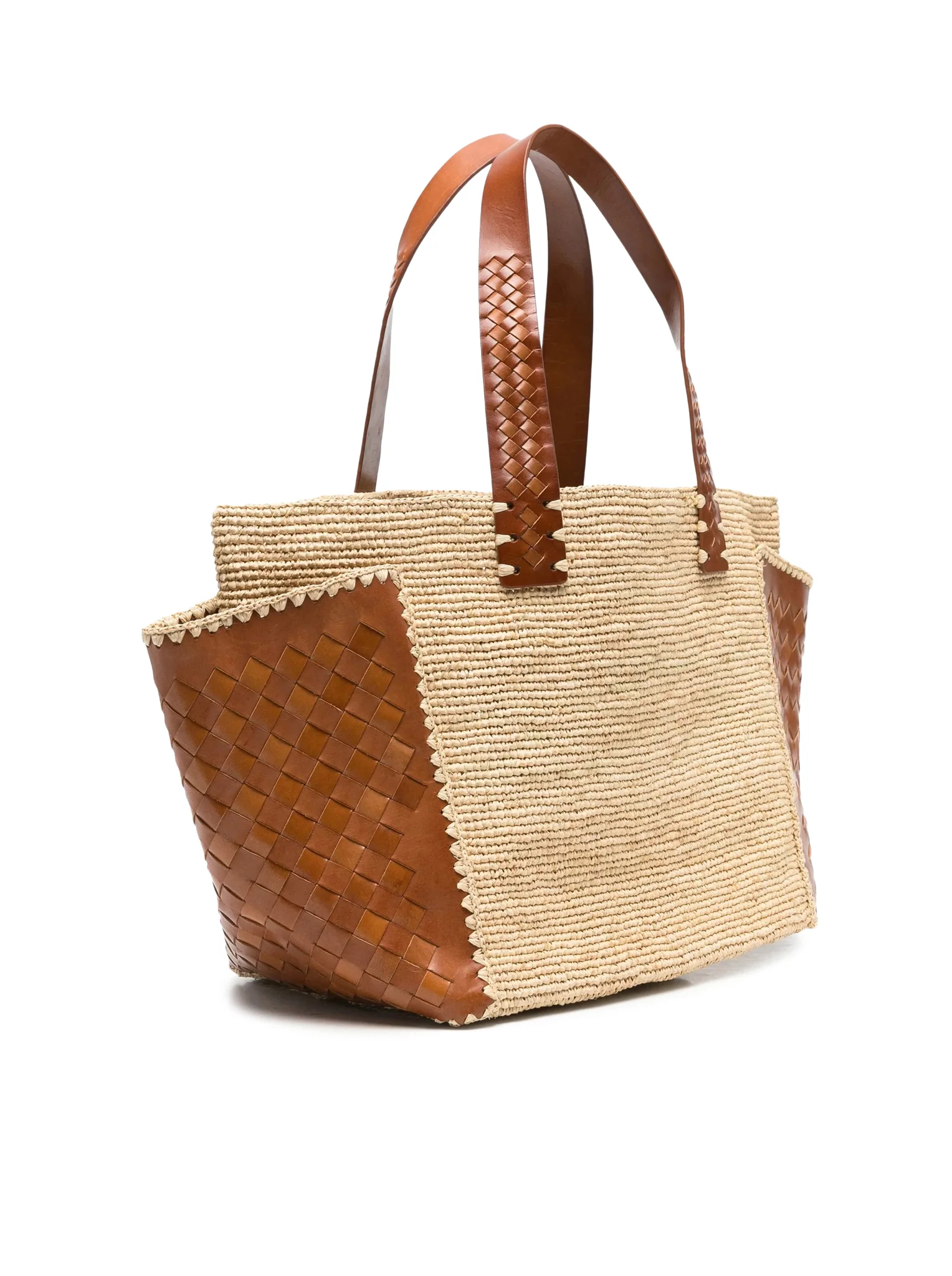 CHLOE` RAFFIA TOTE BAG WITH LEATHER DETAILS - Image 3