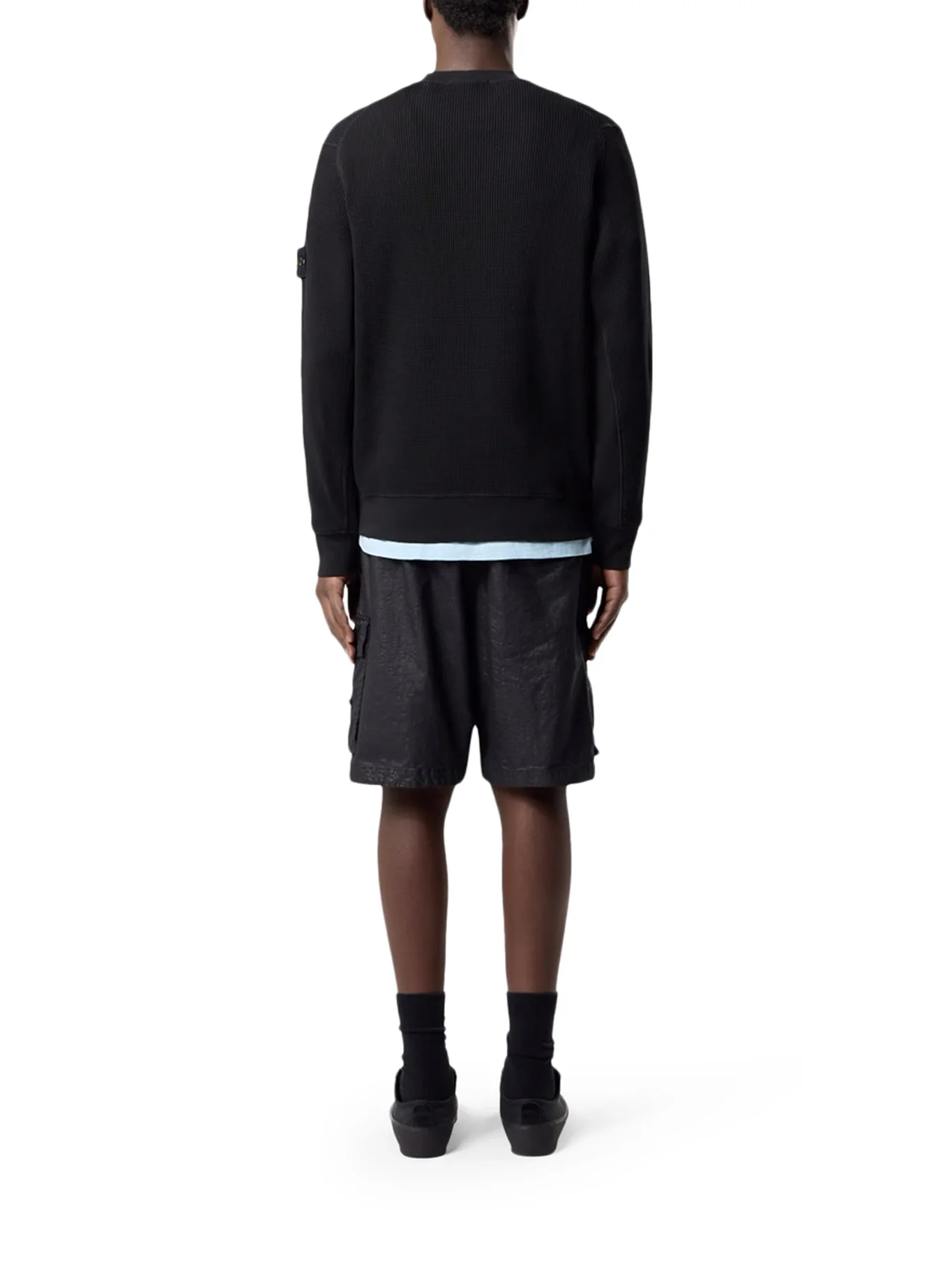 CREW NECK SWEATSHIRT IN ORGANIC COTTON WITH HONEYCOMB WORKMANSHIP - Image 4