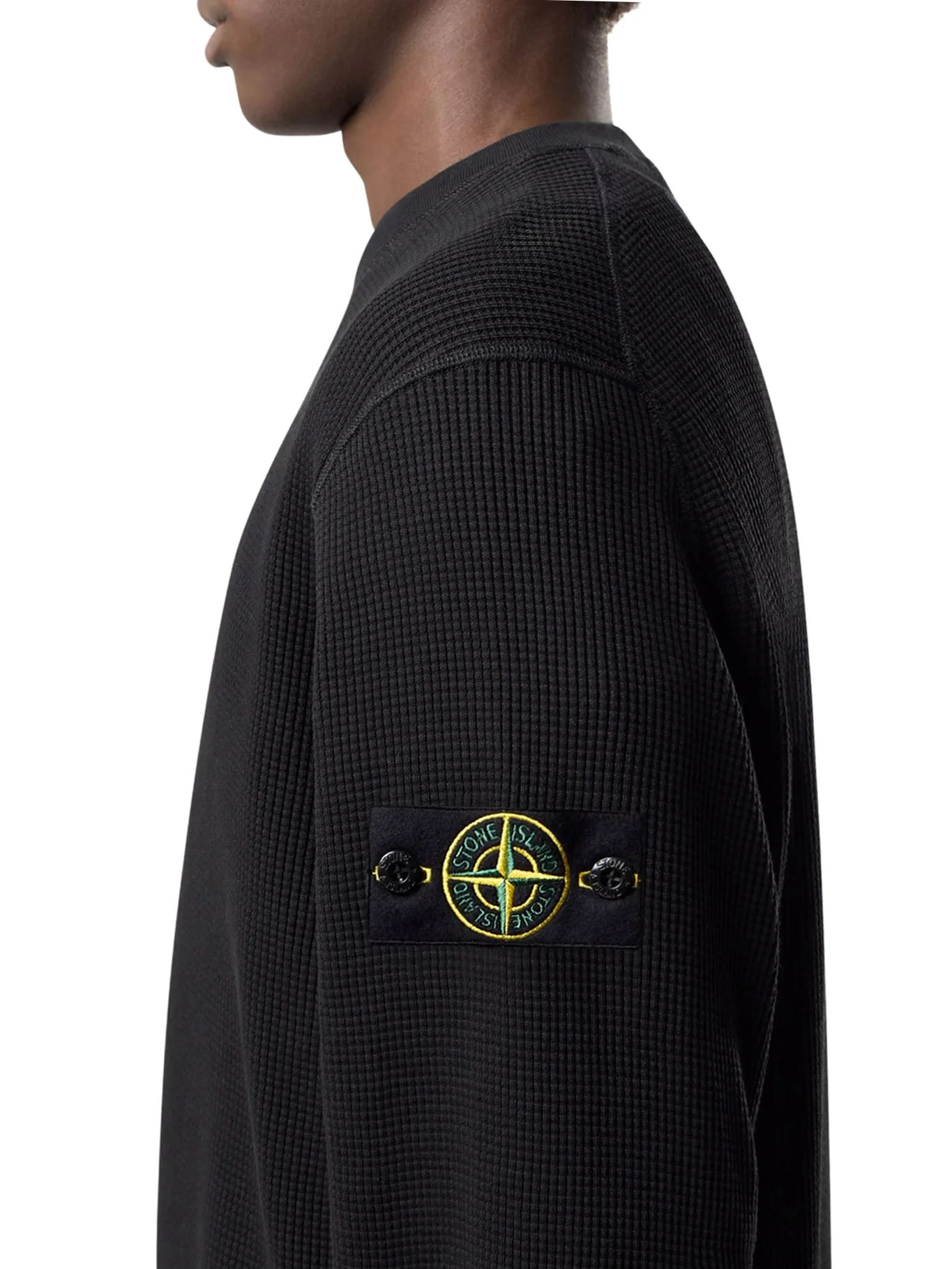 CREW NECK SWEATSHIRT IN ORGANIC COTTON WITH HONEYCOMB WORKMANSHIP - Image 5
