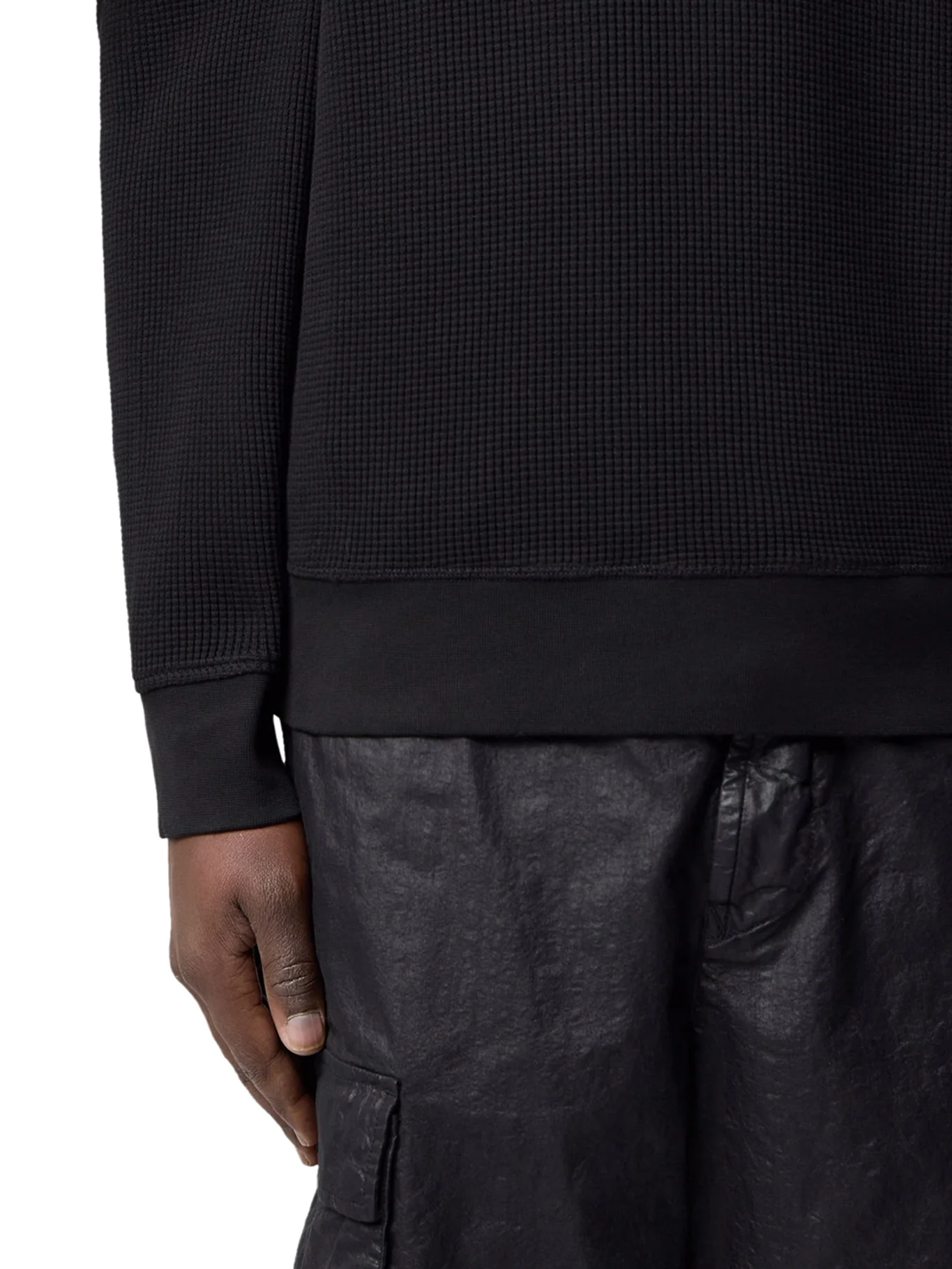 CREW NECK SWEATSHIRT IN ORGANIC COTTON WITH HONEYCOMB WORKMANSHIP - Image 7