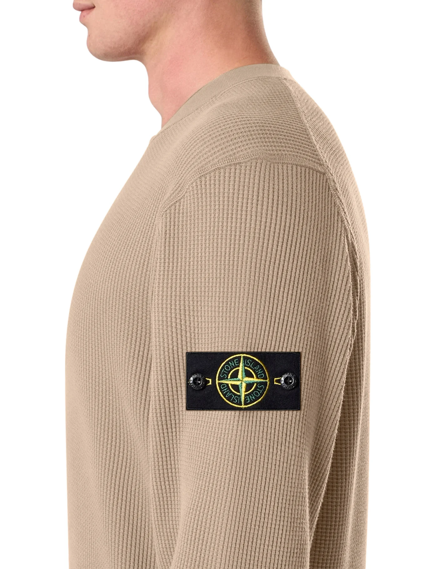 CREW NECK SWEATSHIRT IN ORGANIC COTTON WITH HONEYCOMB WORKMANSHIP - Image 4