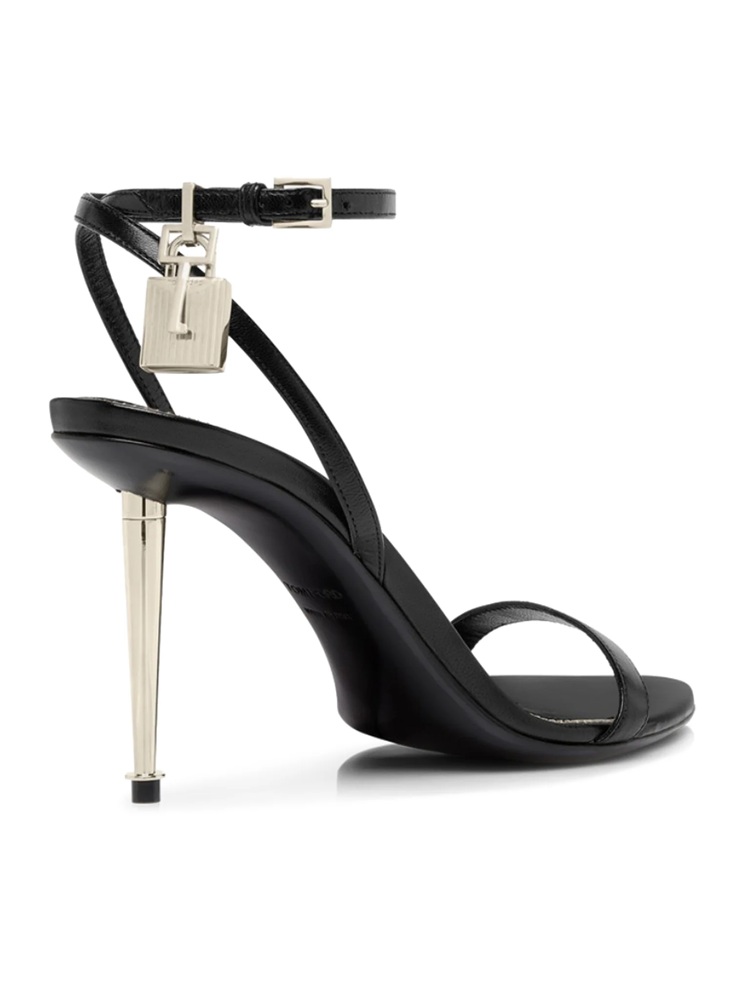 POINTED-TOE SANDAL WITH PADLOCK IN POLISHED LEATHER - Image 4
