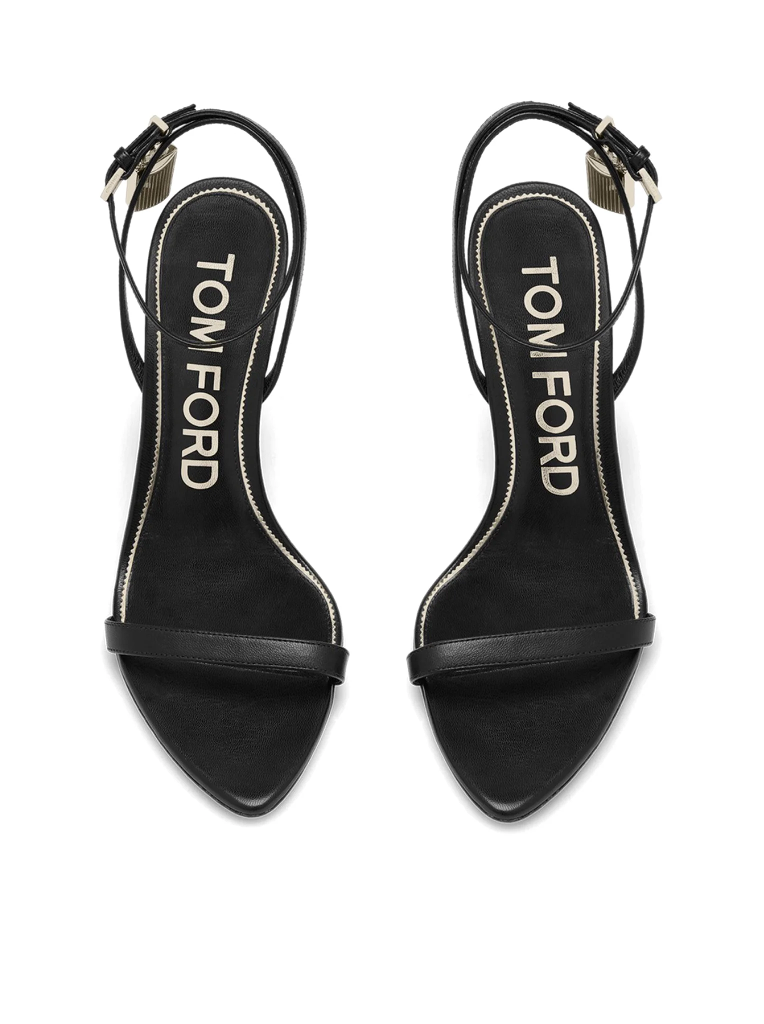 POINTED-TOE SANDAL WITH PADLOCK IN POLISHED LEATHER - Image 5