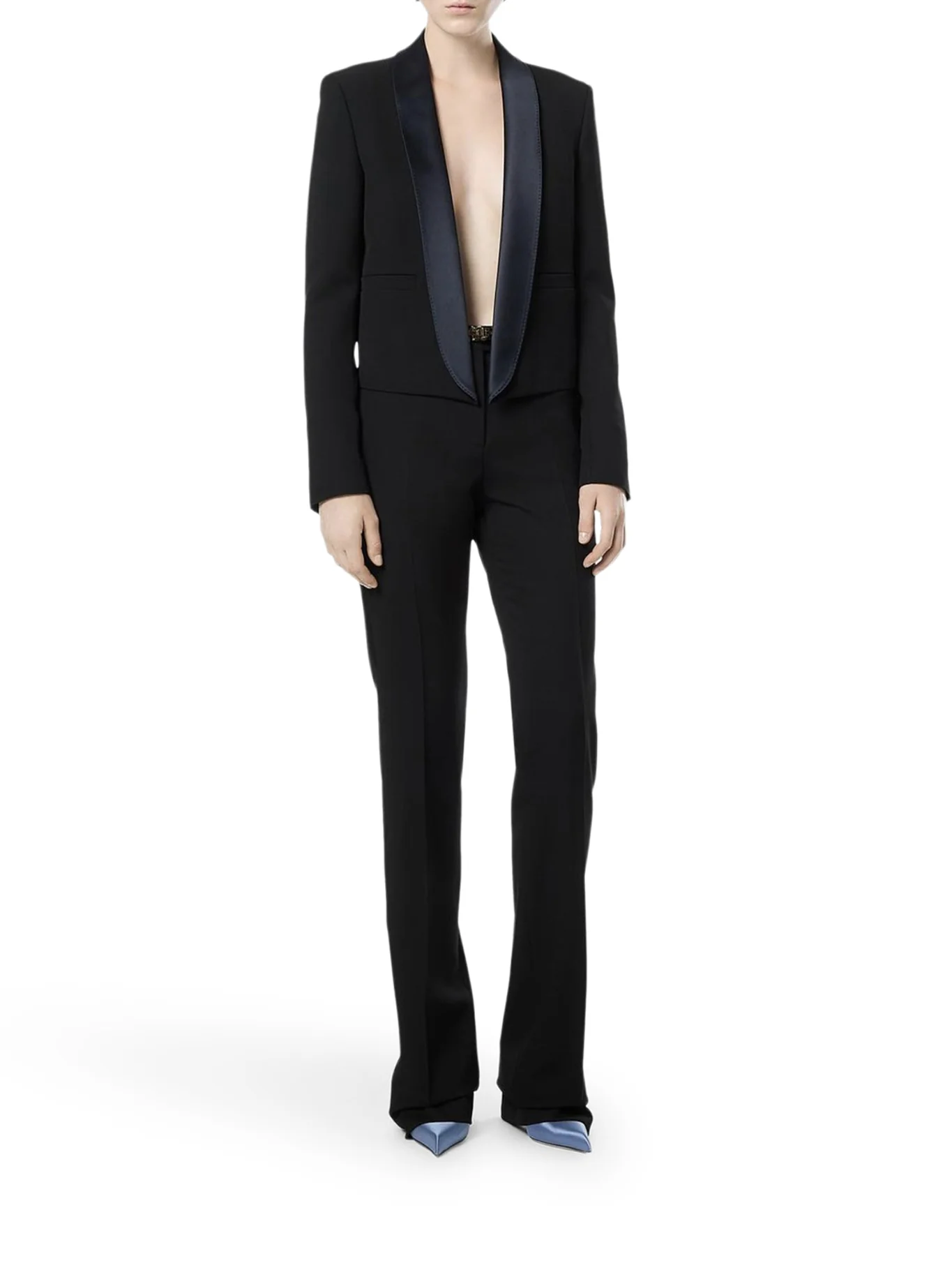 SHORT SINGLE-BREASTED JACKET WITH TWO-TONE SHAWL LAPEL - Image 2