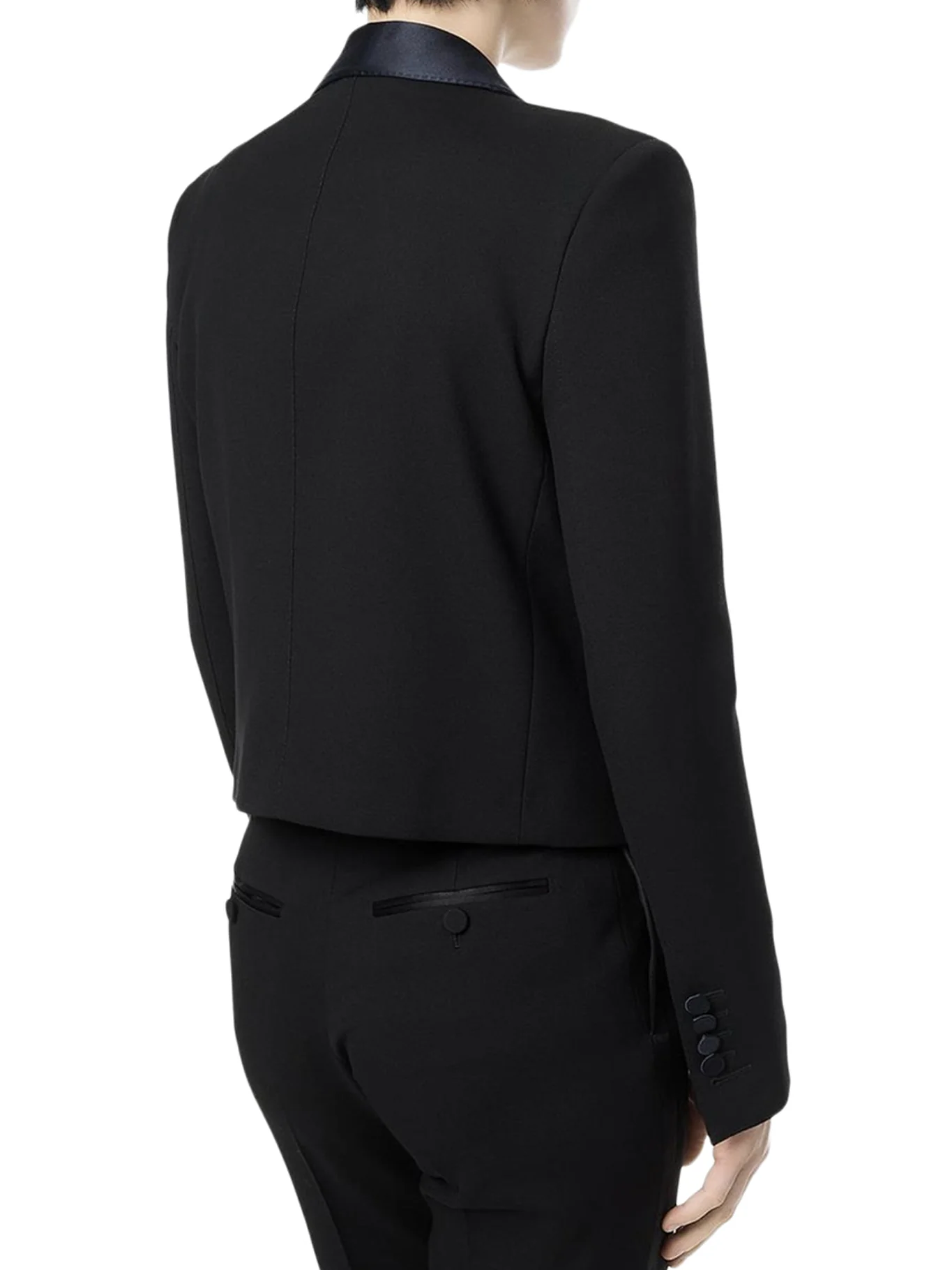 SHORT SINGLE-BREASTED JACKET WITH TWO-TONE SHAWL LAPEL - Image 4