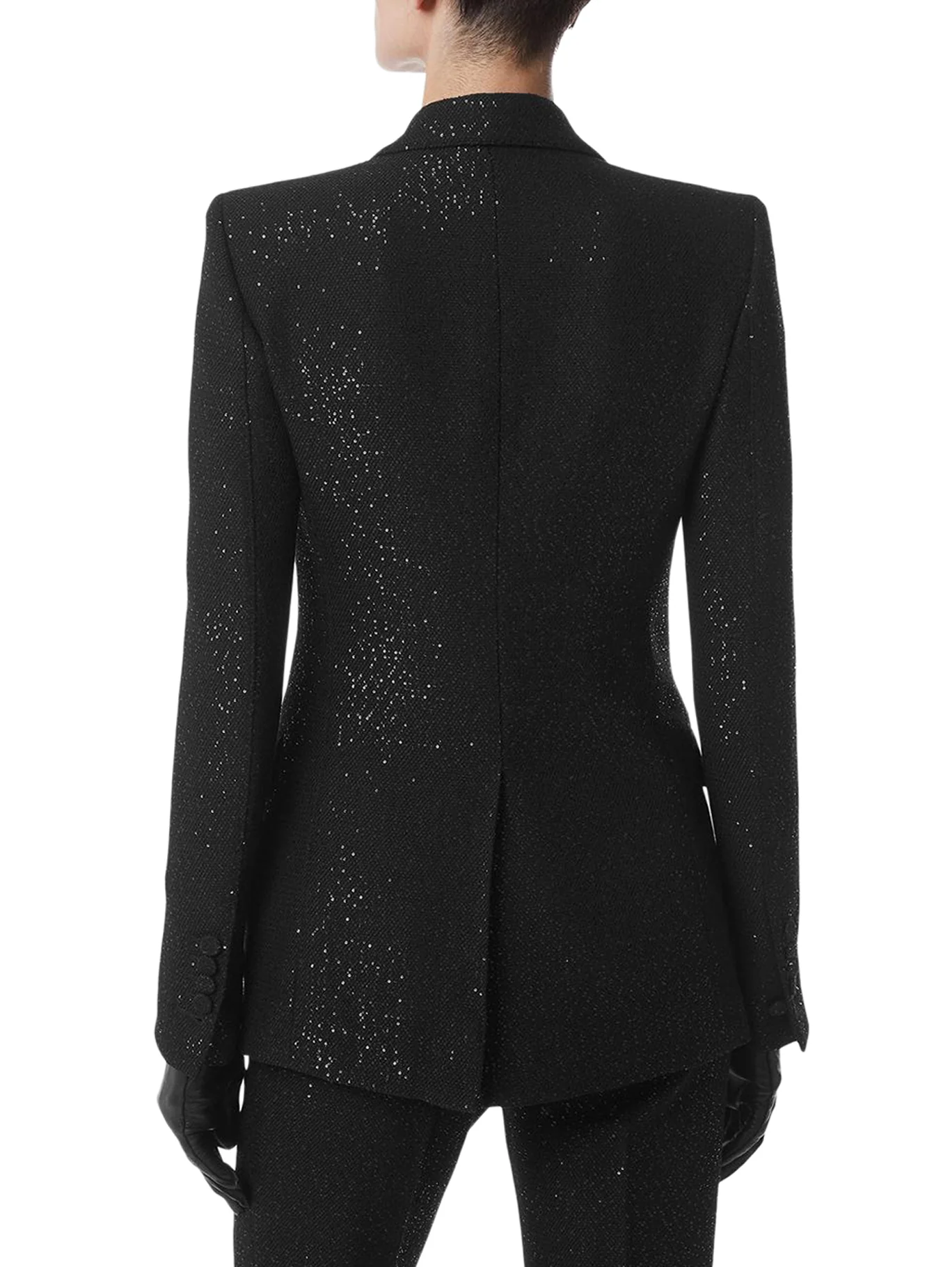 SINGLE-BREASTED WOOL BLEND CREPE JACKET WITH SEQUINS - Image 4