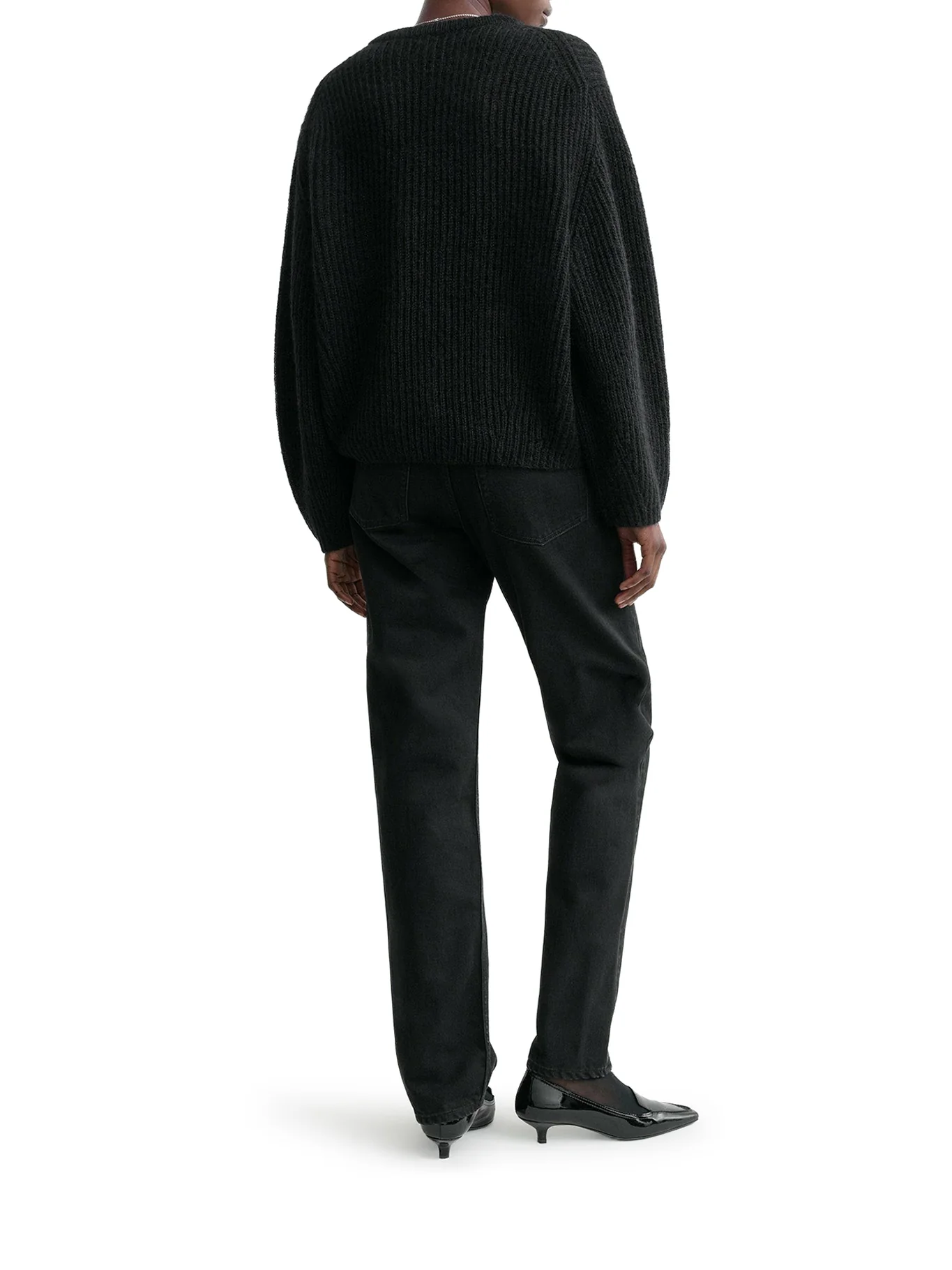 BLACK MOHAIR BLEND RIBBED SWEATER - Image 3