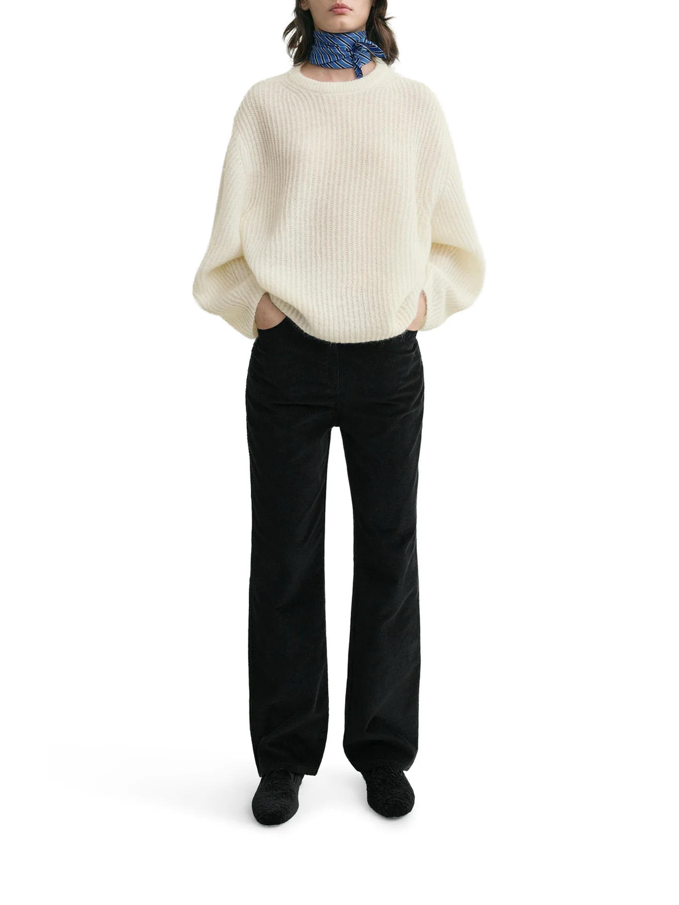 ECRU MOHAIR BLEND RIBBED SWEATER - Image 2