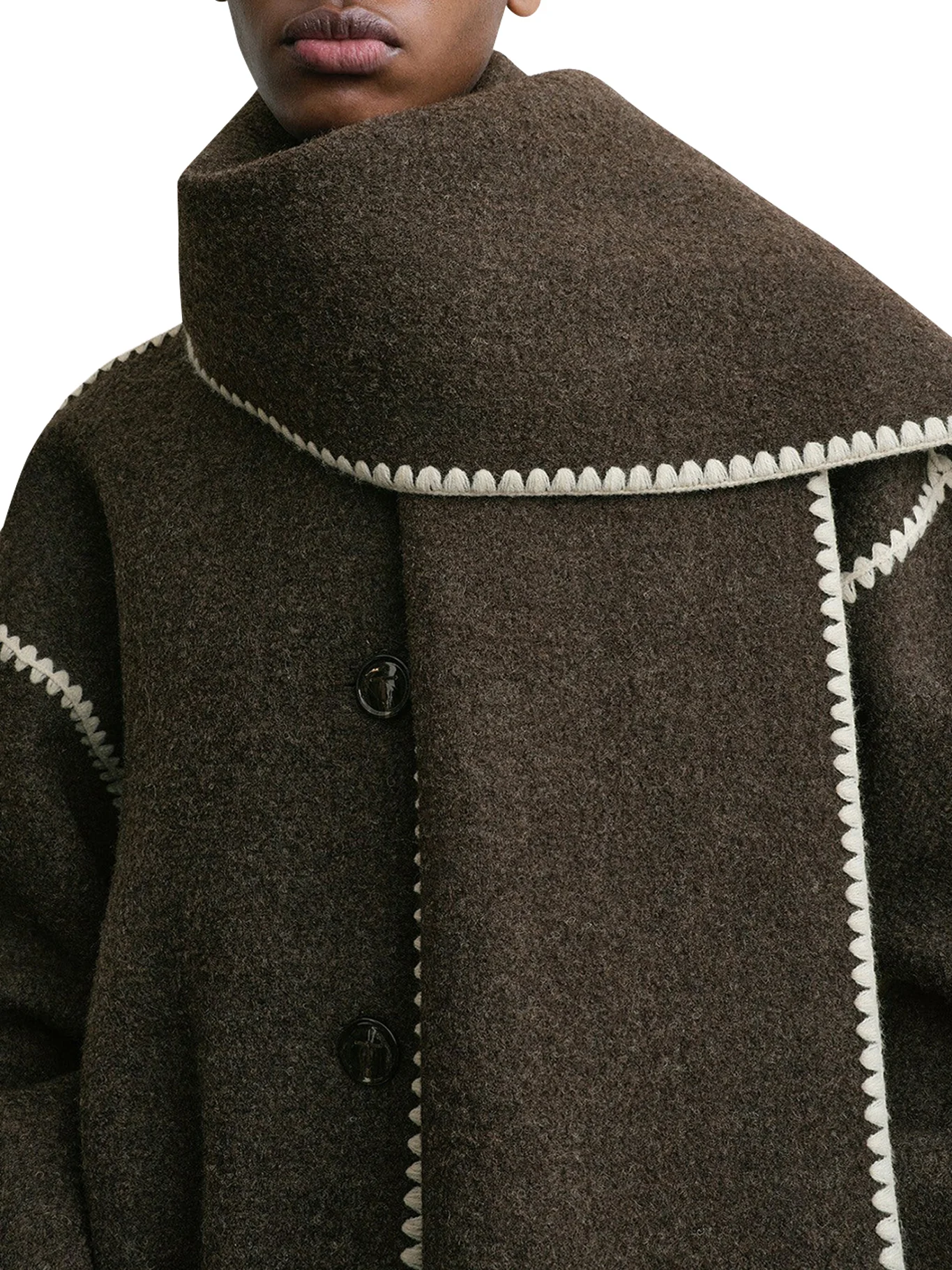 EMBROIDERED SCARF JACKET CHOCOLATE MELANGE - Image 4