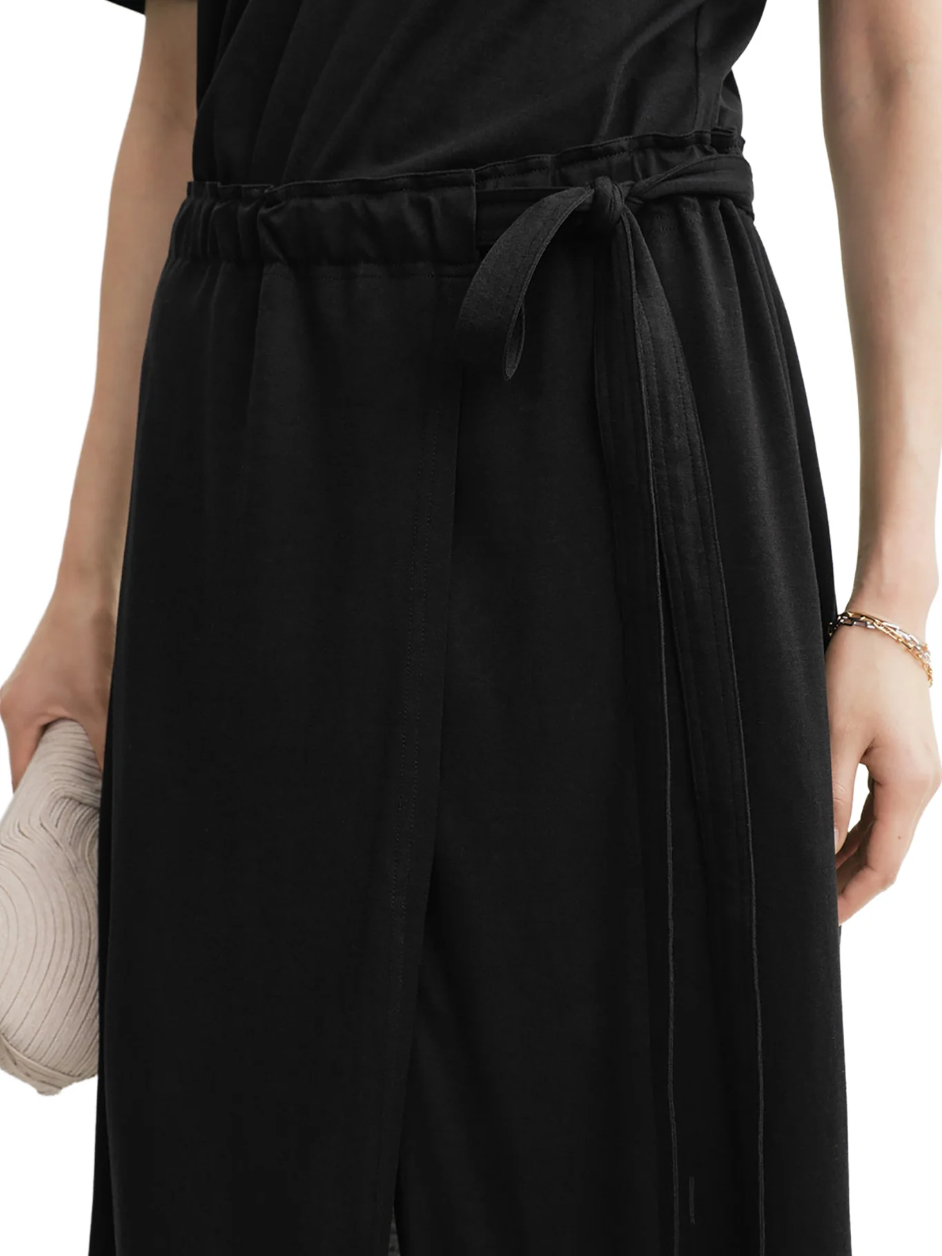 LONG COTTON AND SILK WRAP SKIRT - Image 4