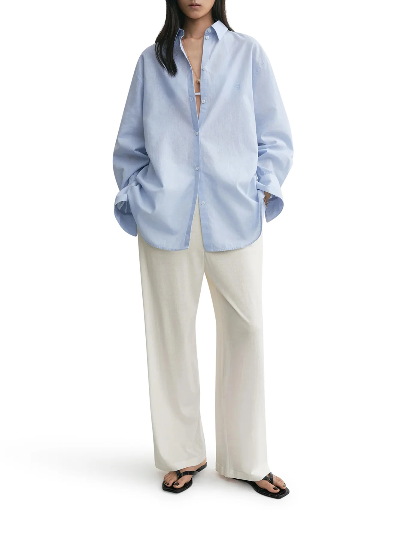 OVERSIZED SKY COTTON AND LINEN BLEND SHIRT - Image 2