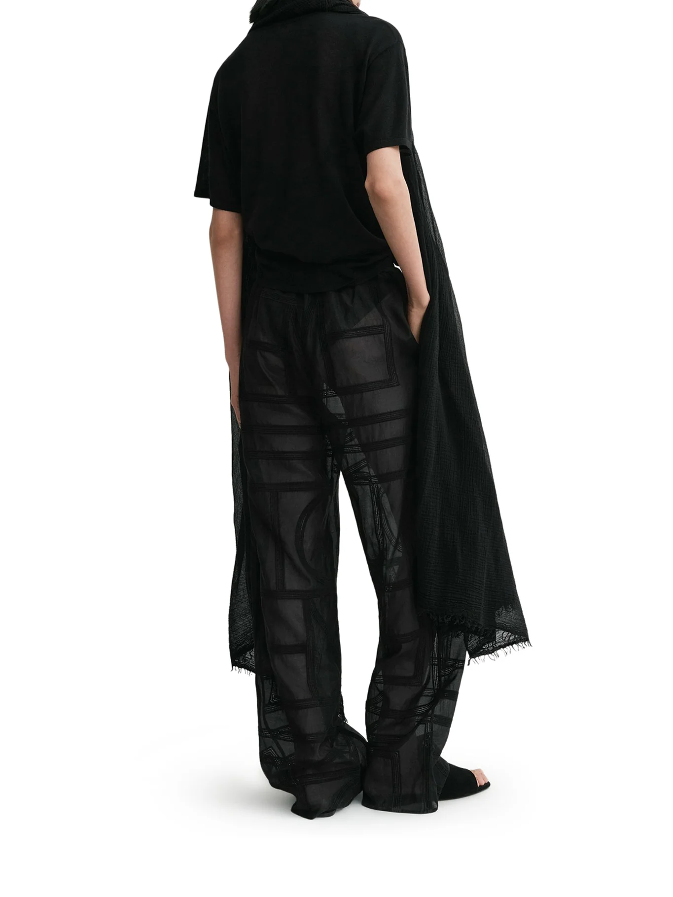 SEMI-TRANSPARENT SILK TROUSERS WITH MONOGRAM - Image 3