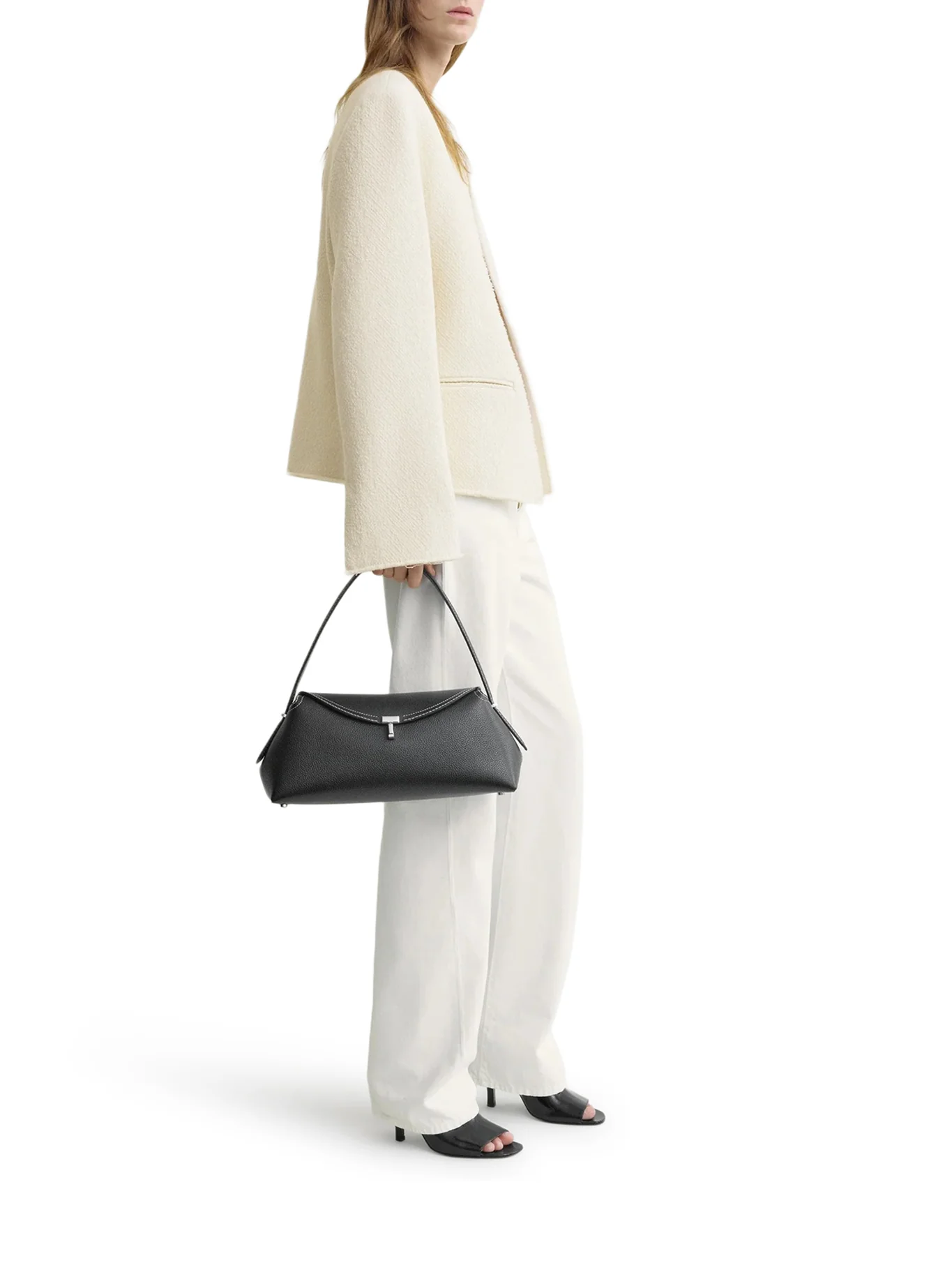 T-LOCK LEATHER BAG WITH CONTRASTING STITCHING - Image 2