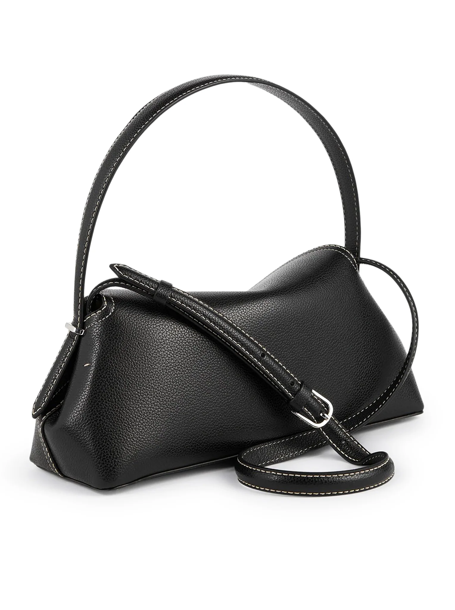 T-LOCK LEATHER BAG WITH CONTRASTING STITCHING - Image 4