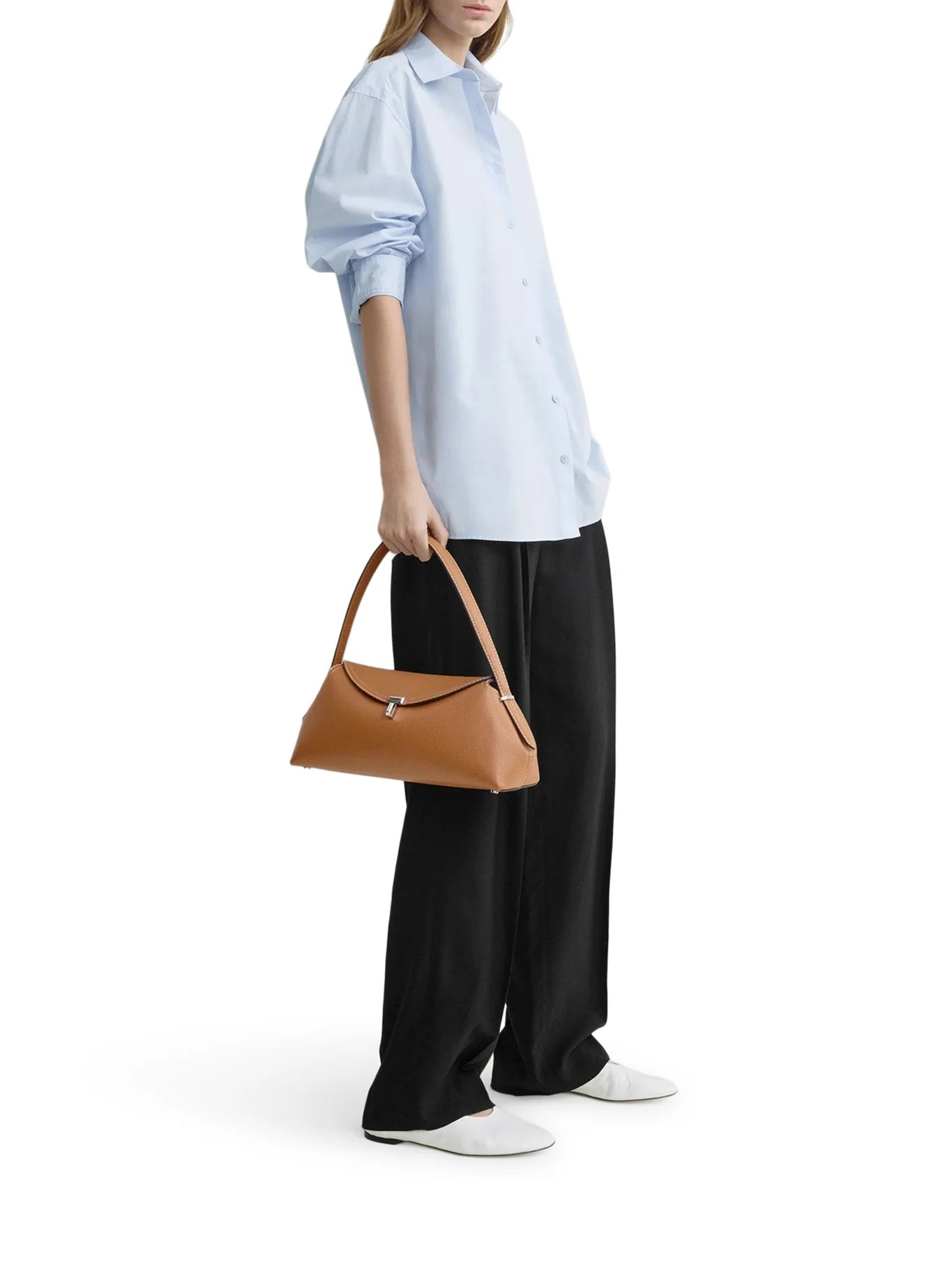 T-LOCK LEATHER BAG WITH CONTRASTING STITCHING - Image 2