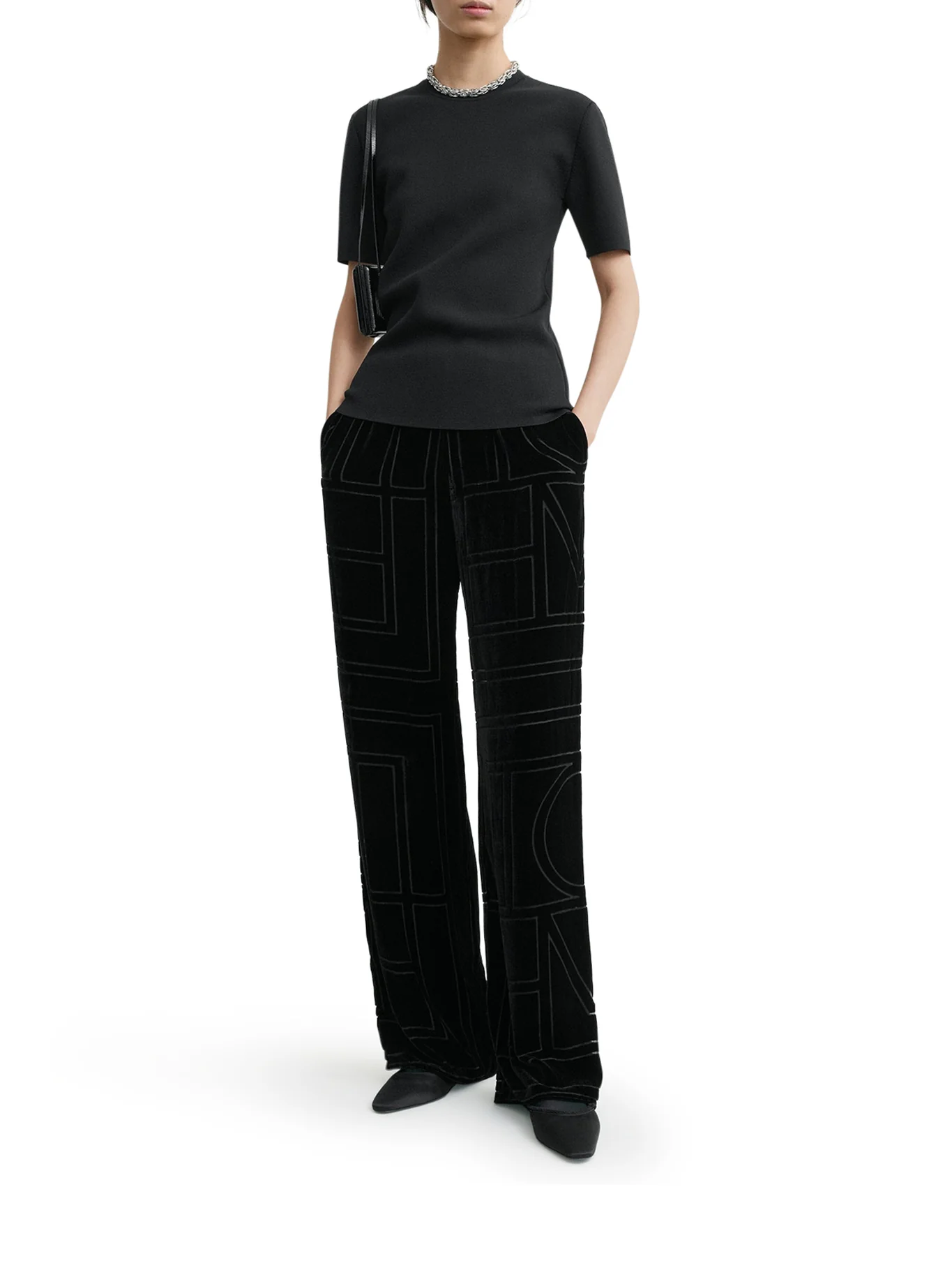 VELVET TROUSERS WITH DÉVORÉ MONOGRAM - Image 2