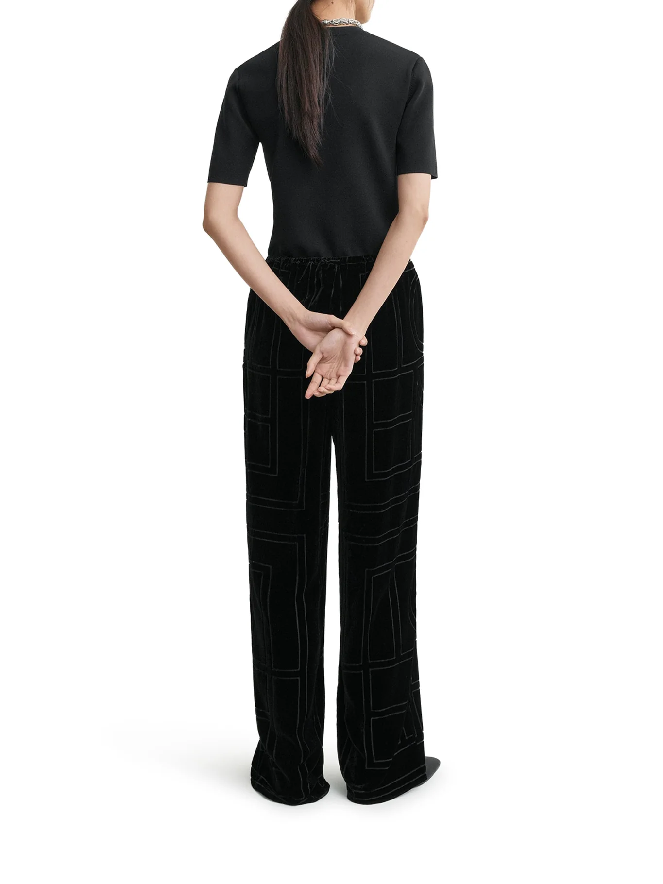 VELVET TROUSERS WITH DÉVORÉ MONOGRAM - Image 3