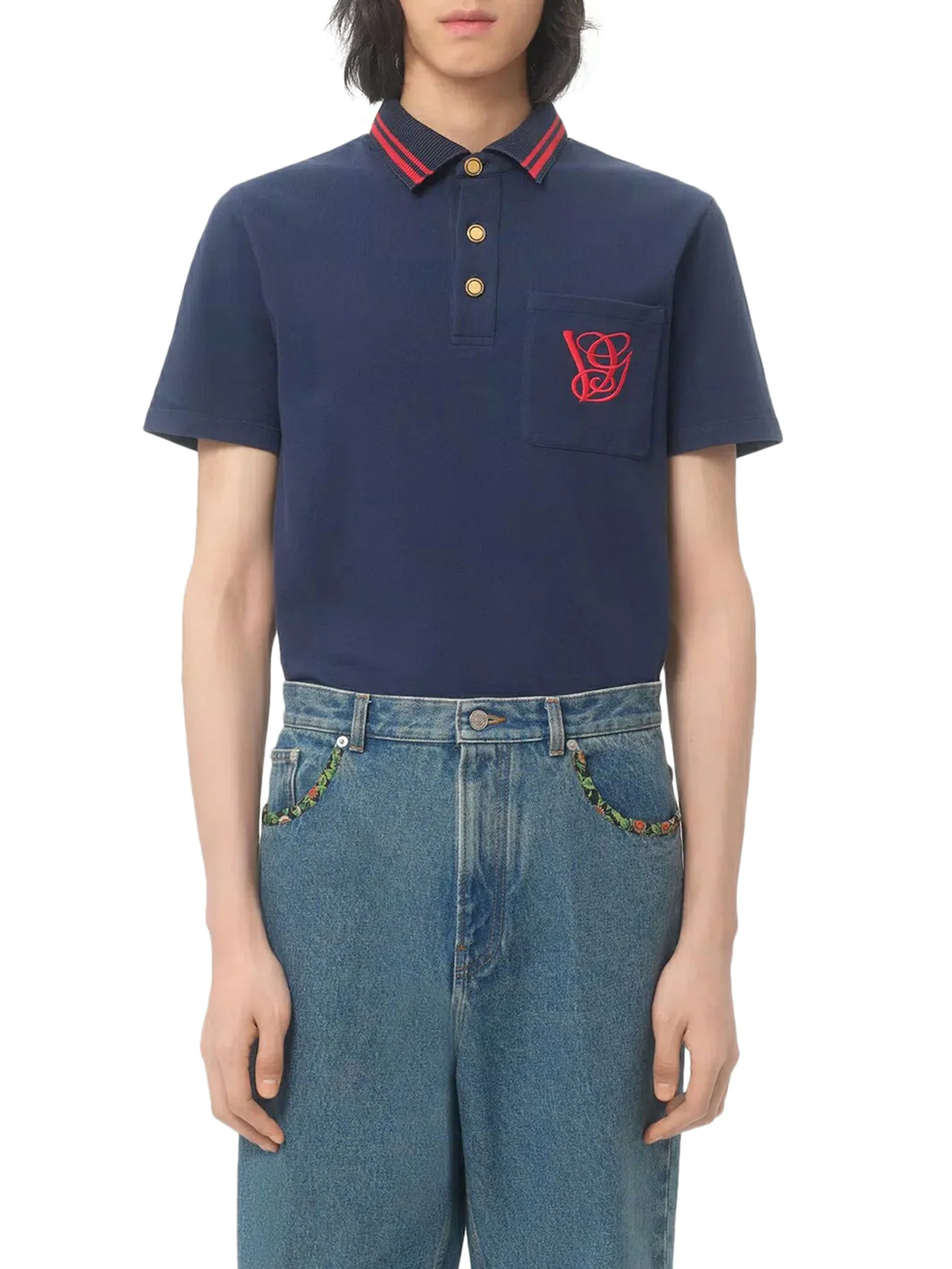 COTTON PIQUET POLO WITH VG EMBROIDERY - Image 3