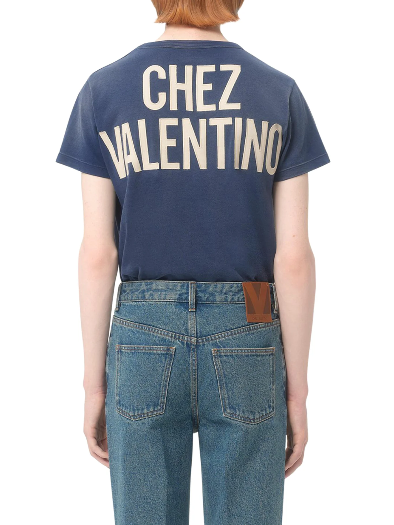 COTTON T-SHIRT WITH PRINT AND PATCH CHEZ VALENTINO - Image 4