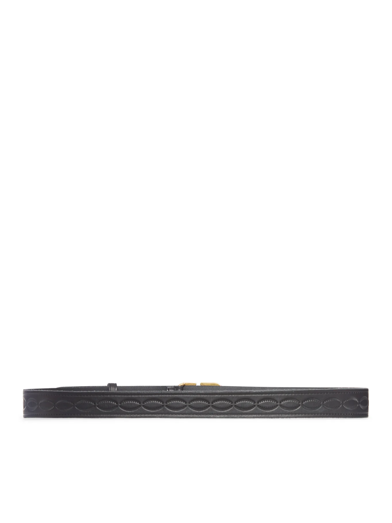 LEATHER BELT WITH LOGO BUCKLE - Image 2