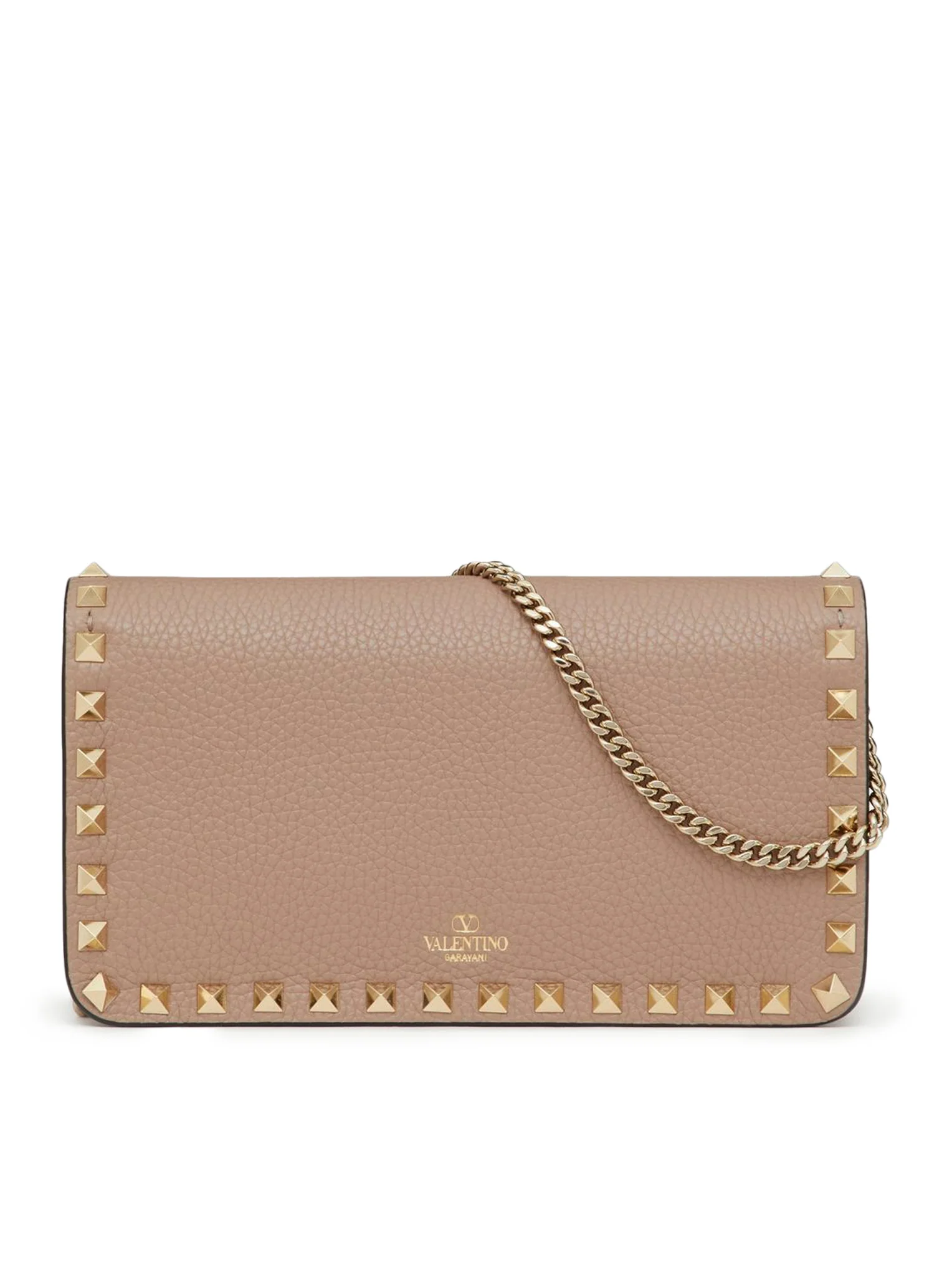 ROCKSTUD CHAIN POUCH IN GARNET CALFSKIN - Image 3
