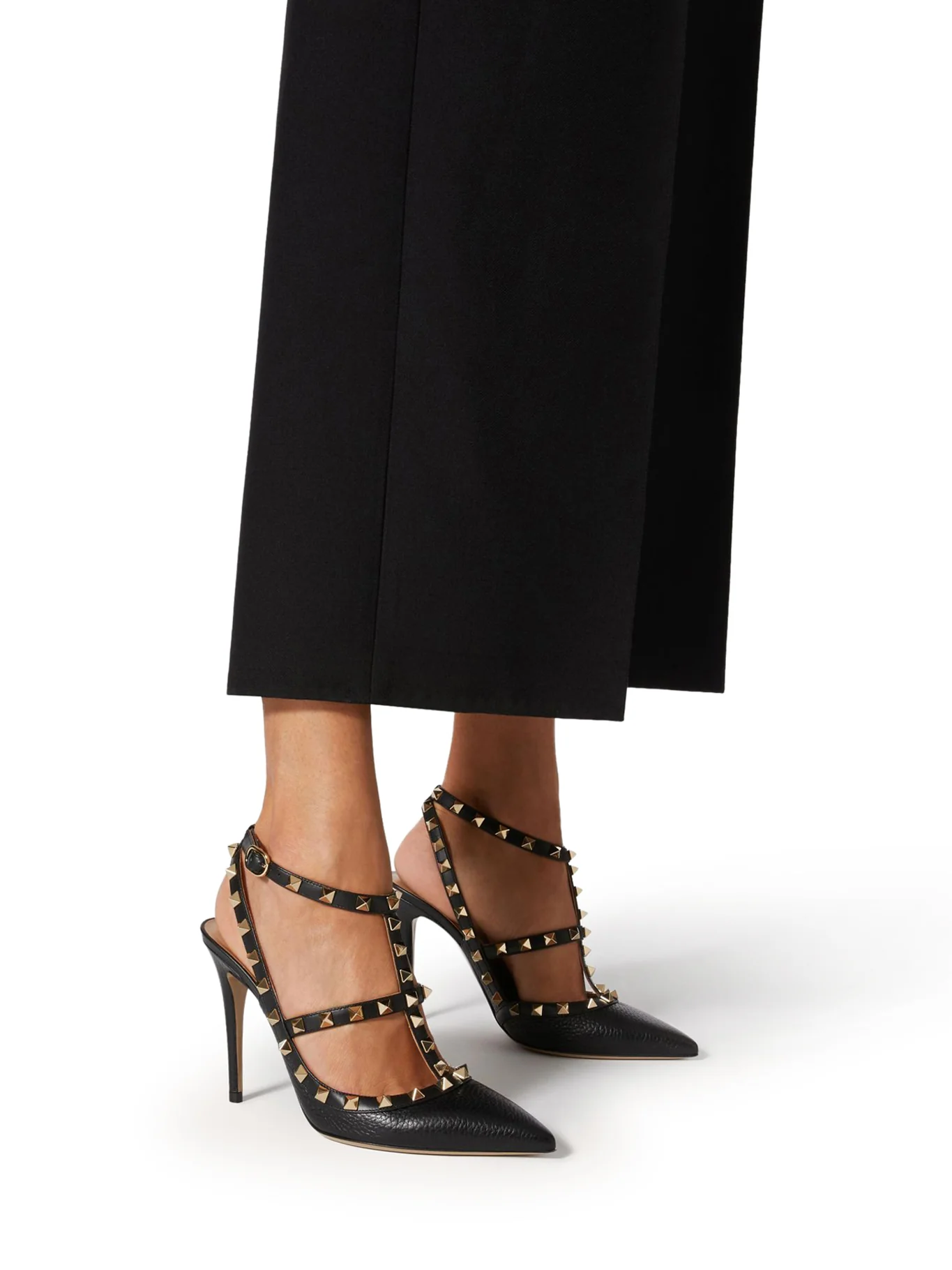 ROCKSTUD GARNET CALFSKIN STRAPS PUMPS 100MM - Image 2