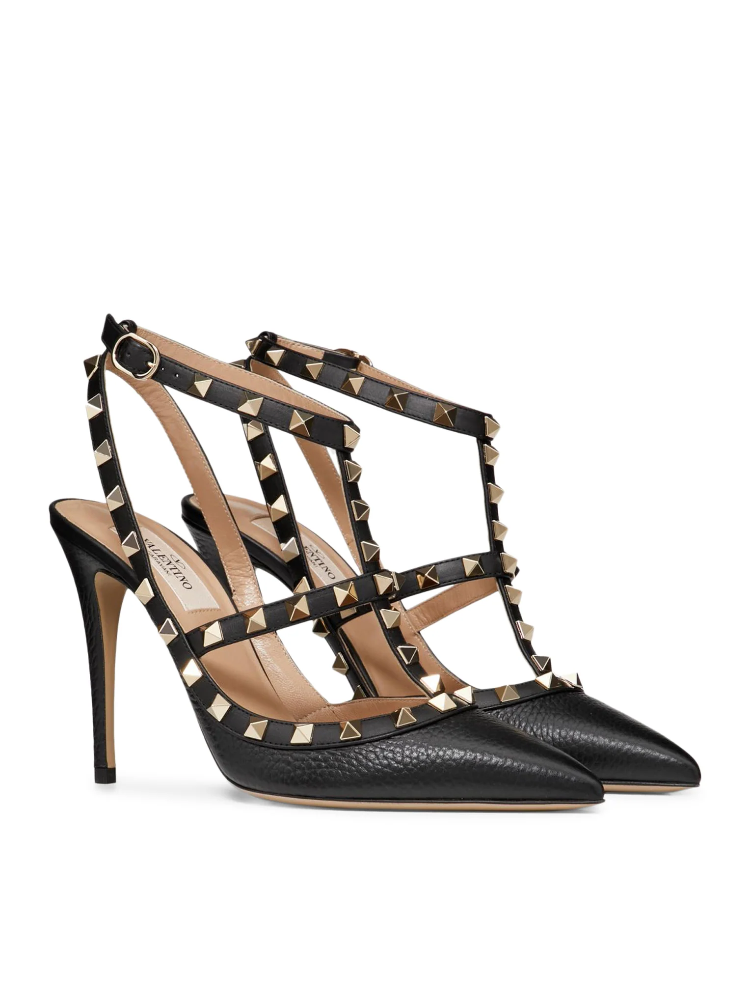 ROCKSTUD GARNET CALFSKIN STRAPS PUMPS 100MM - Image 3