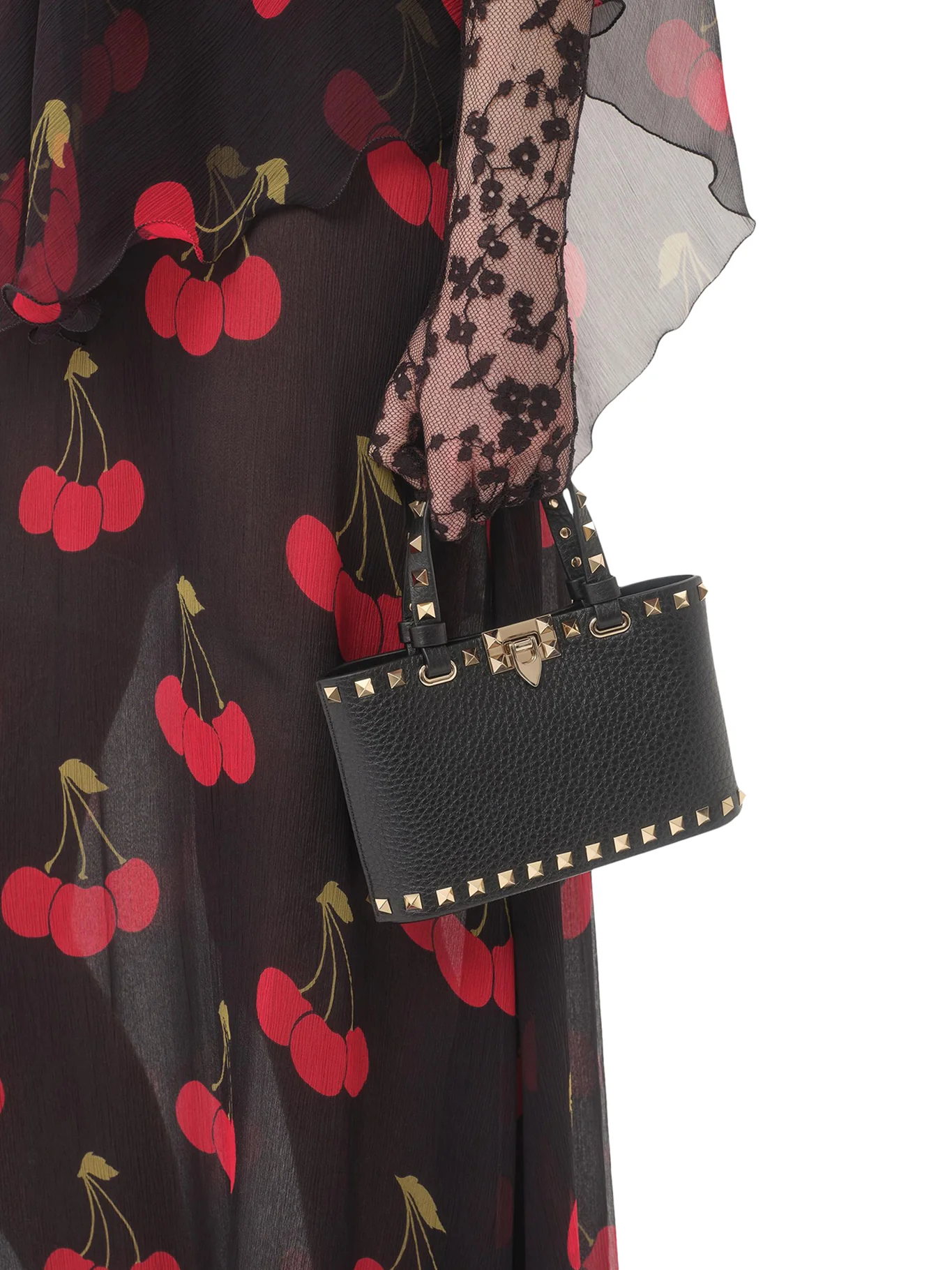 MINI ROCKSTUD SHOPPING BAG IN GRANATE CALFSKIN - Image 3