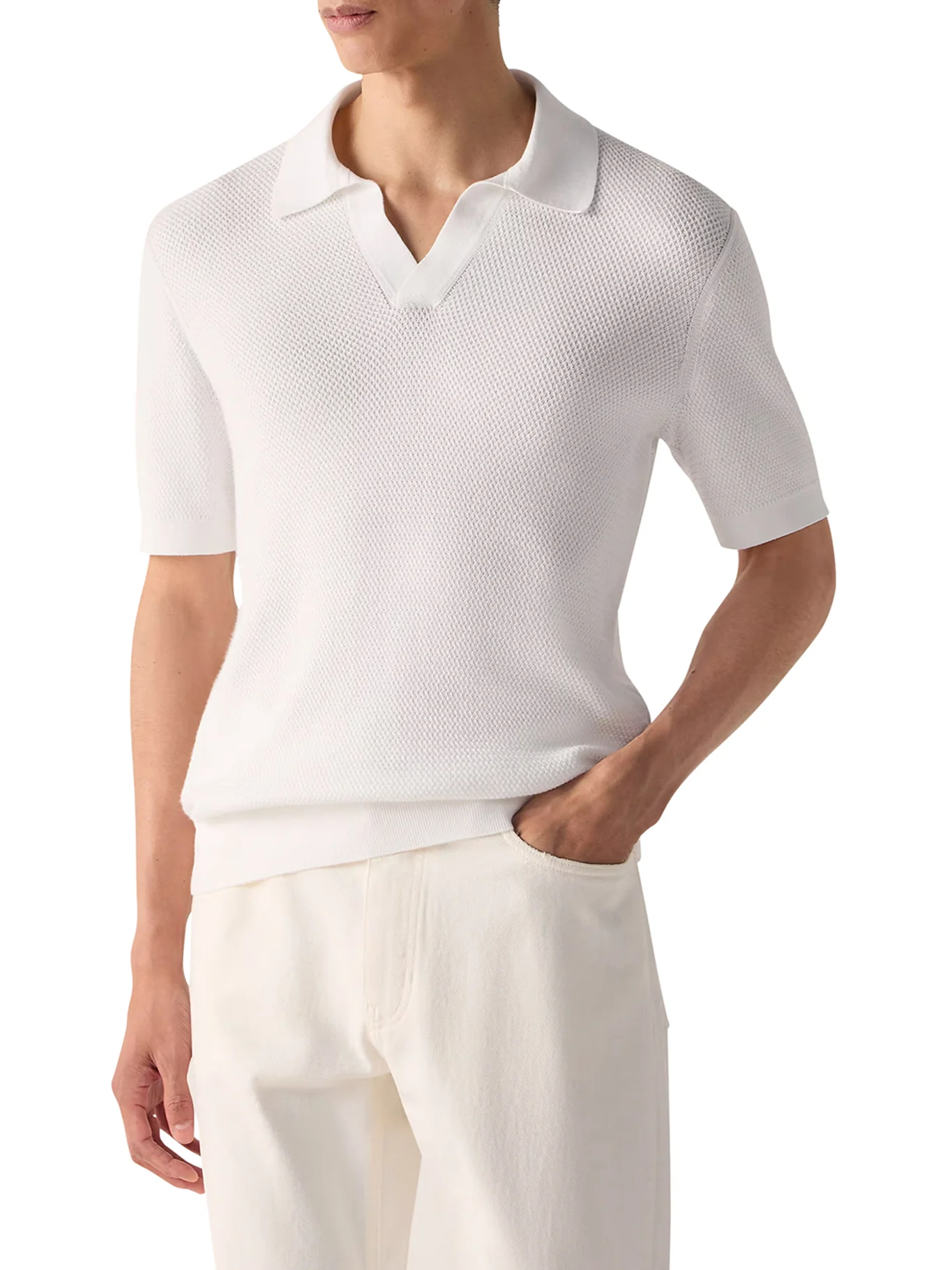 COTTON V-NECK POLO SHIRT - Image 2