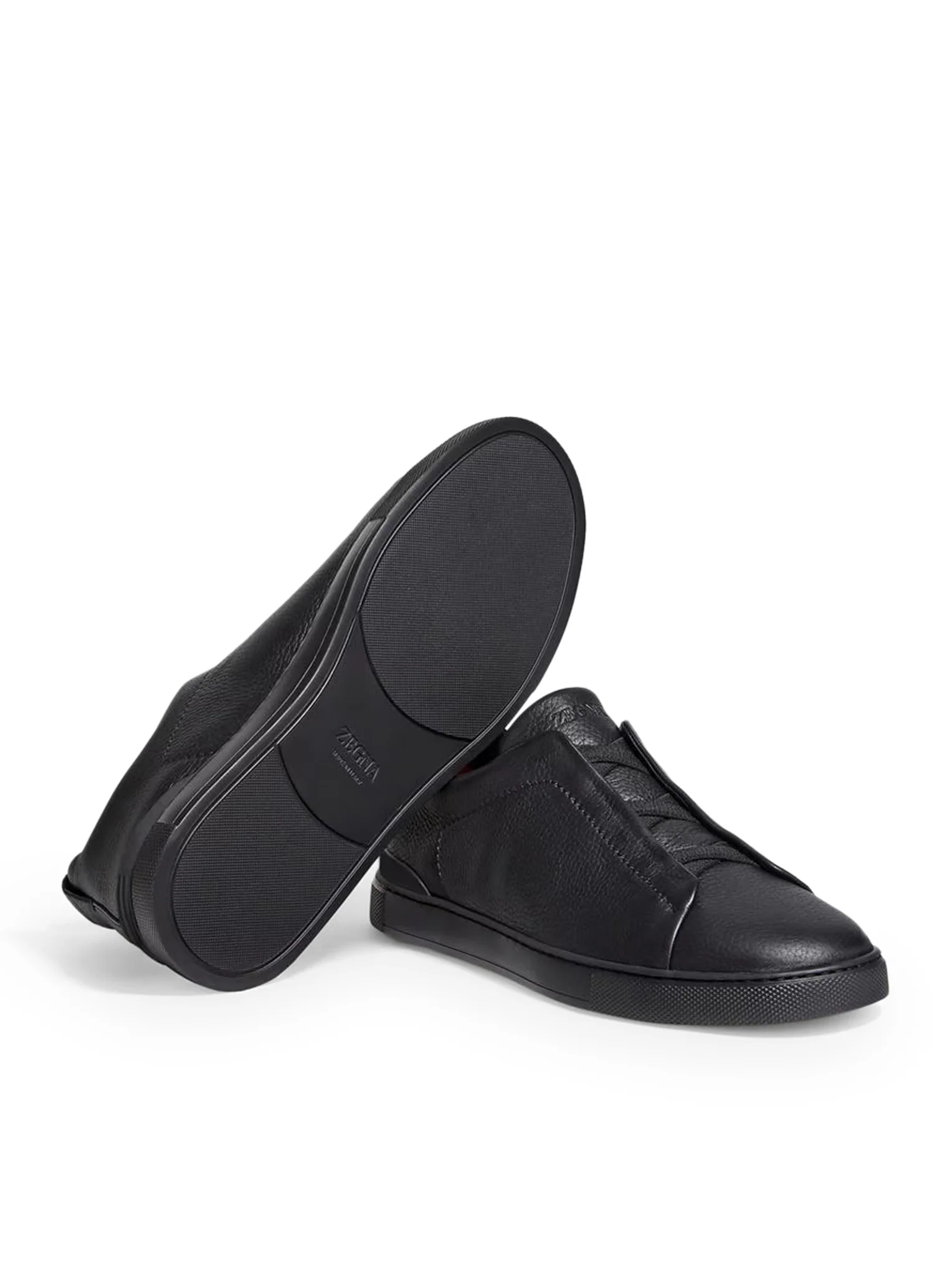TRIPLE STITCH SNEAKERS IN BLACK DEERSKIN - Image 5
