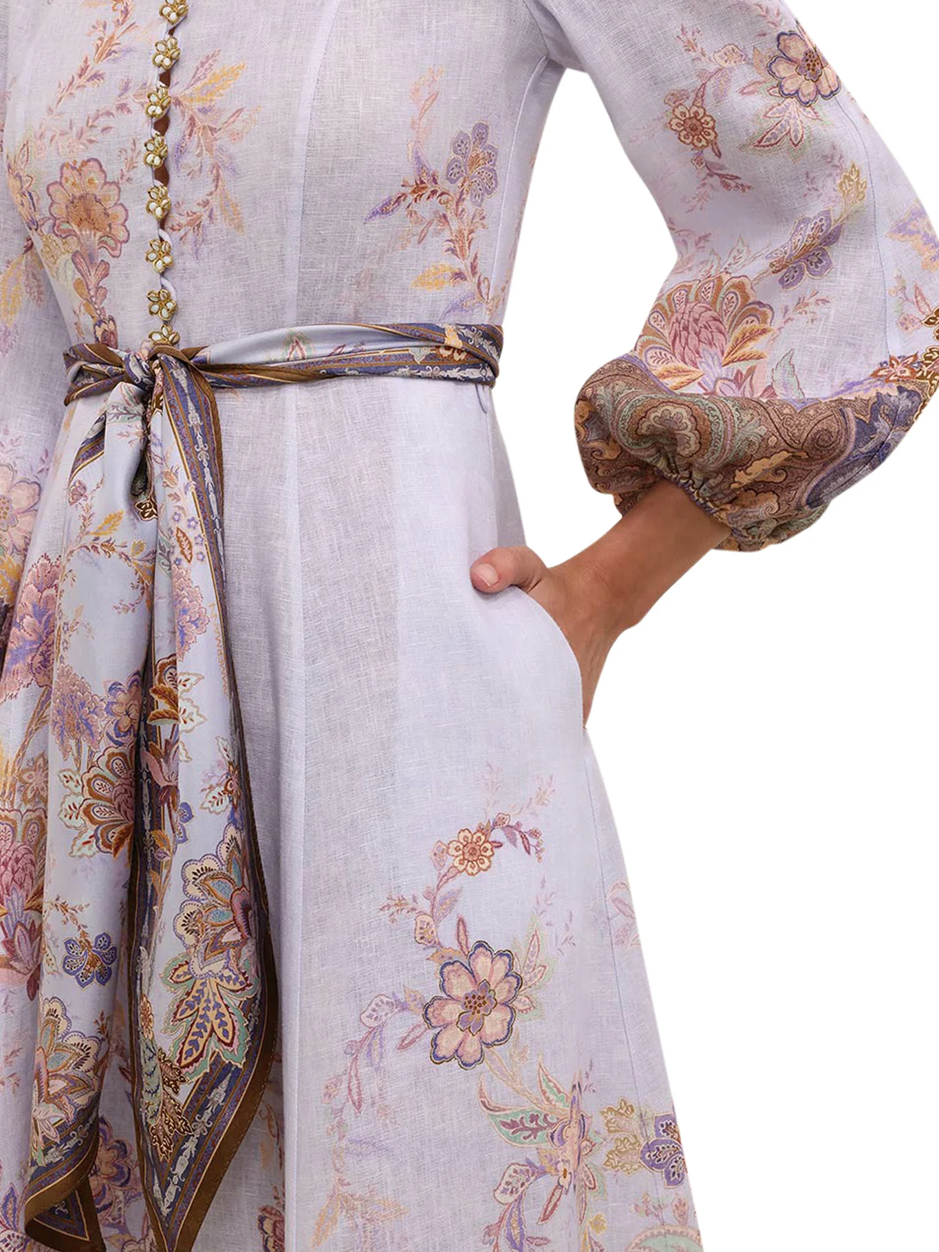 MIDI LINEN DRESS WITH BUTTONS - Image 4