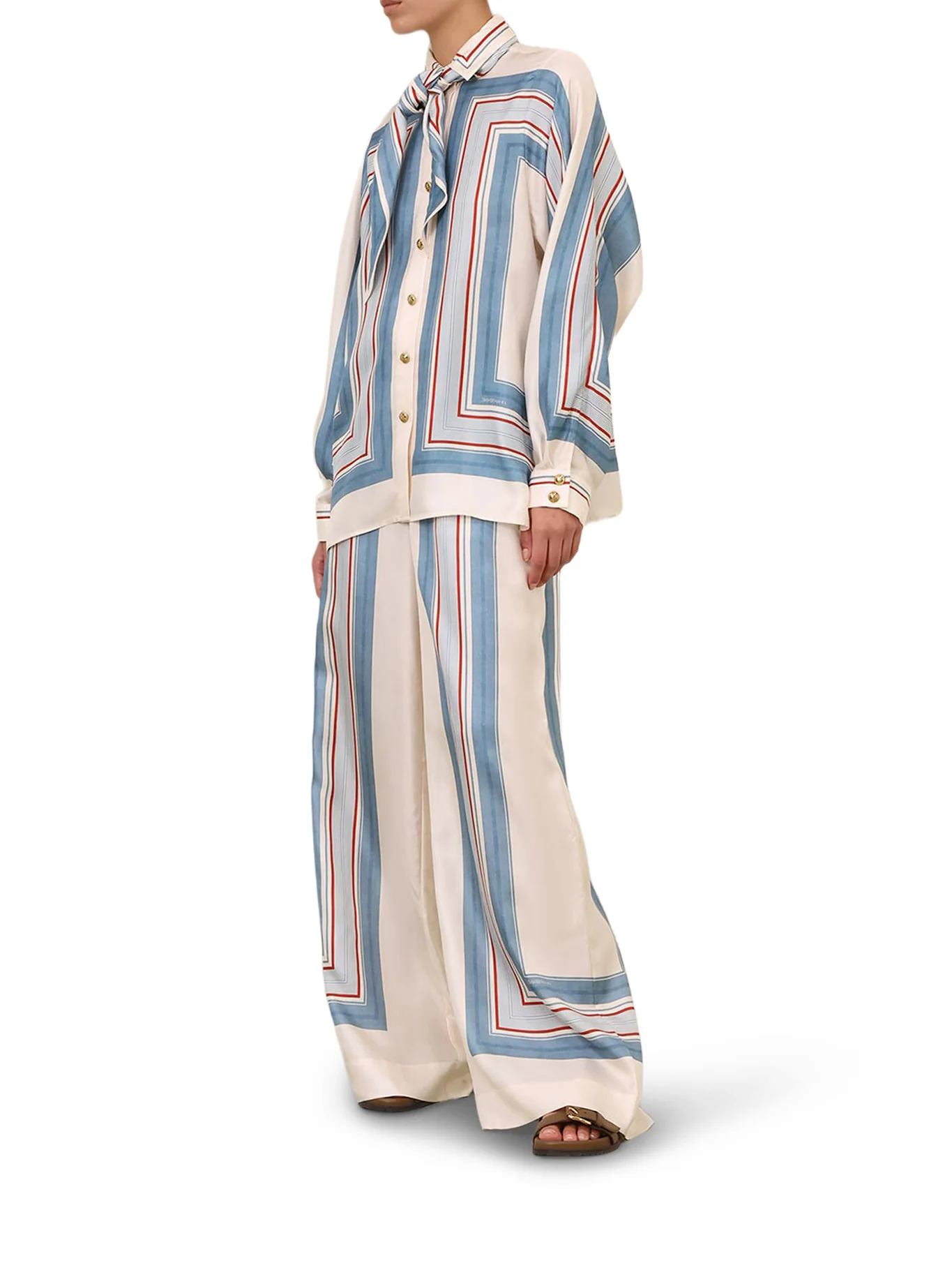 SHIRT WITH STRIPED TICKING SCARF - Image 2