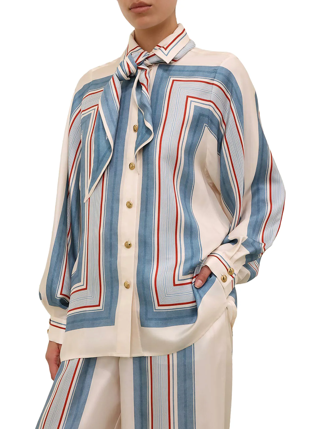 SHIRT WITH STRIPED TICKING SCARF - Image 3