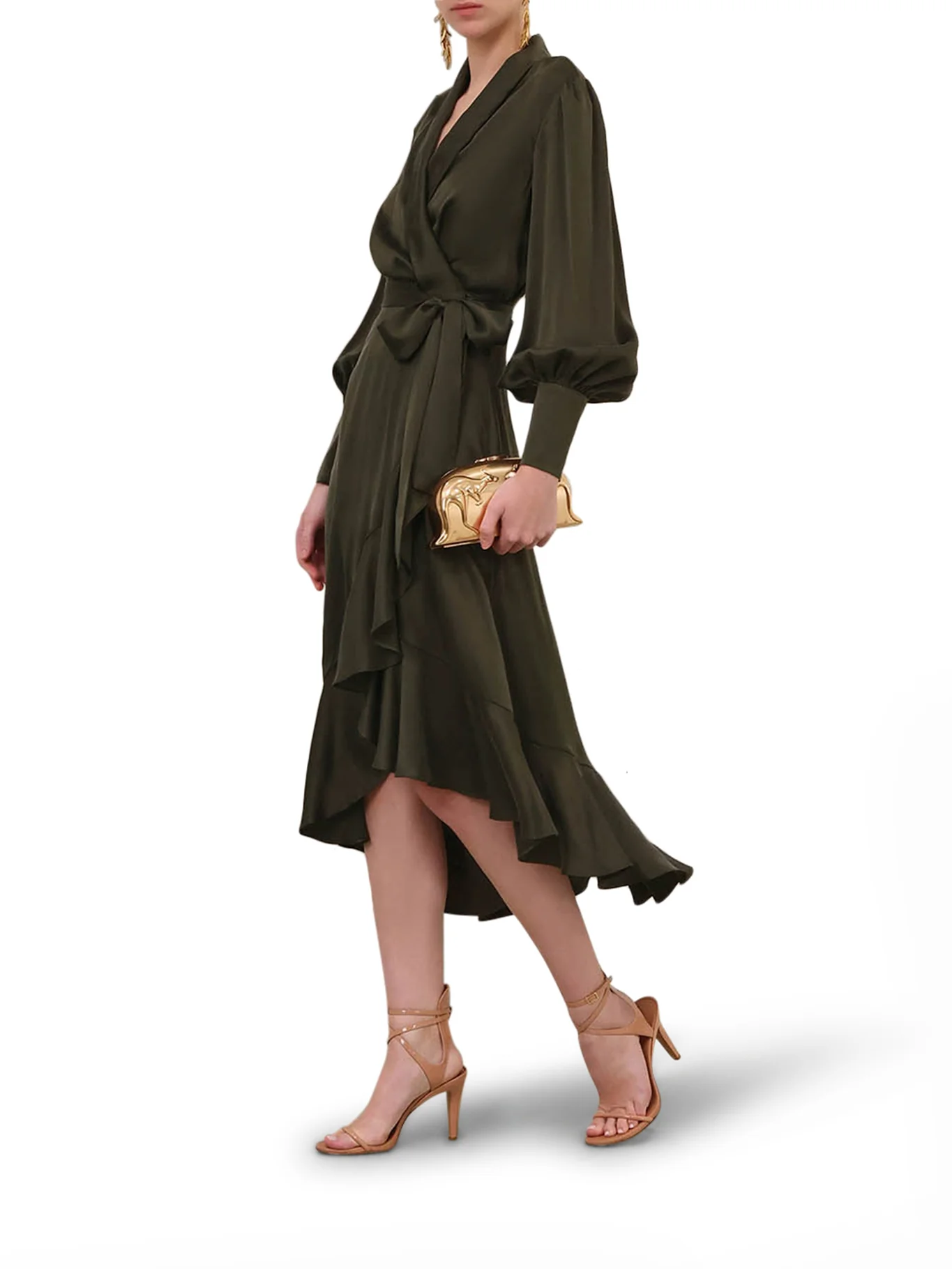 SILK WRAP MIDI DRESS - Image 3