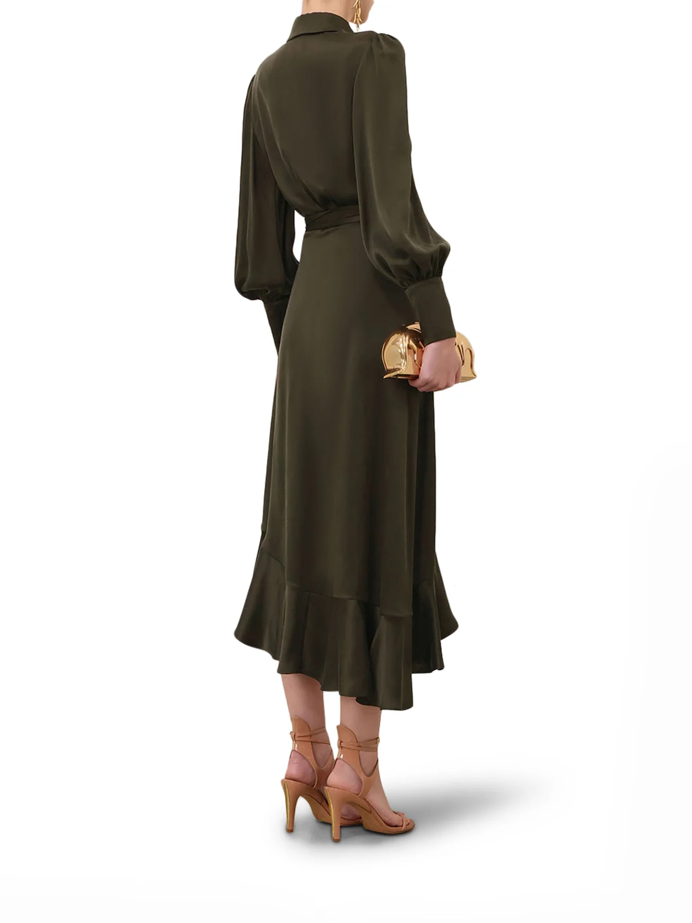SILK WRAP MIDI DRESS - Image 4