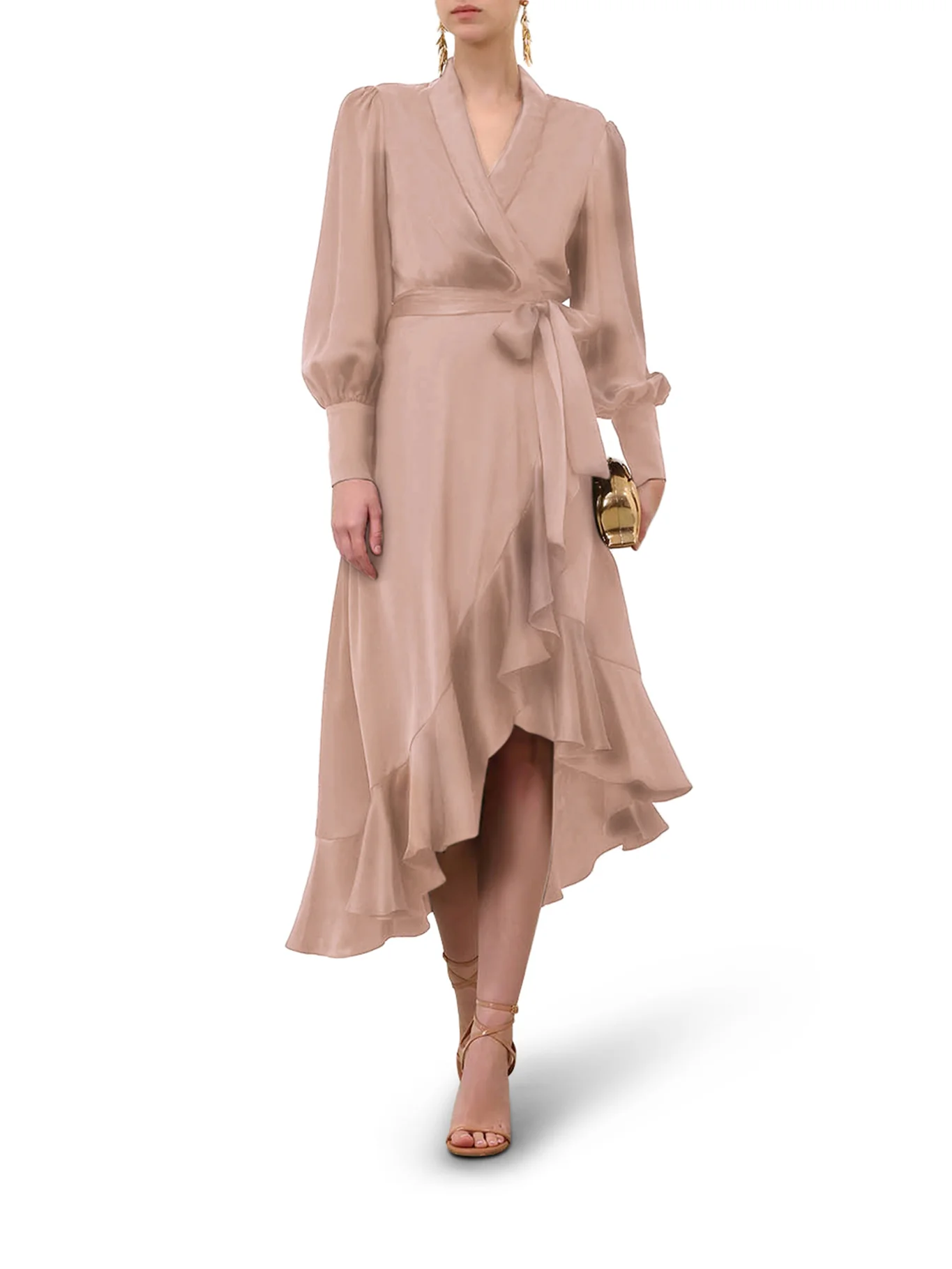 SILK WRAP MIDI DRESS - Image 2